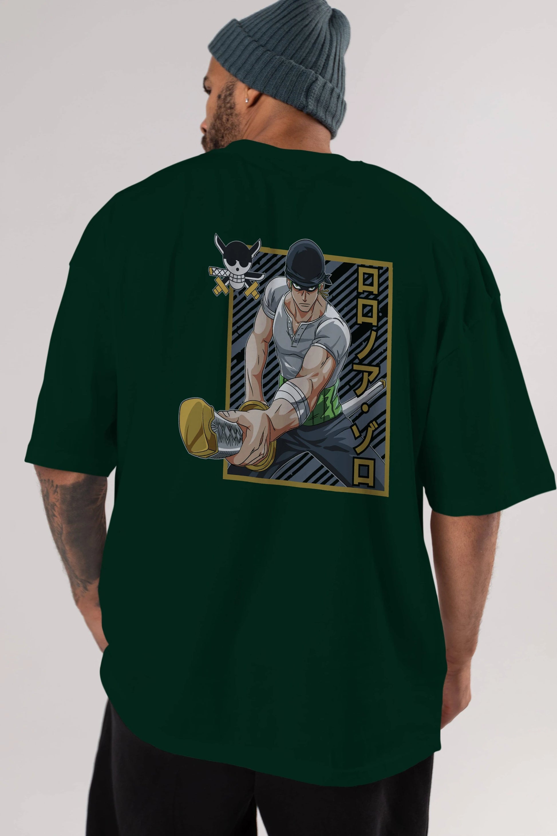RORONOA ZORO Anime Arka Baskılı Oversize t-shirt Erkek Kadın Unisex