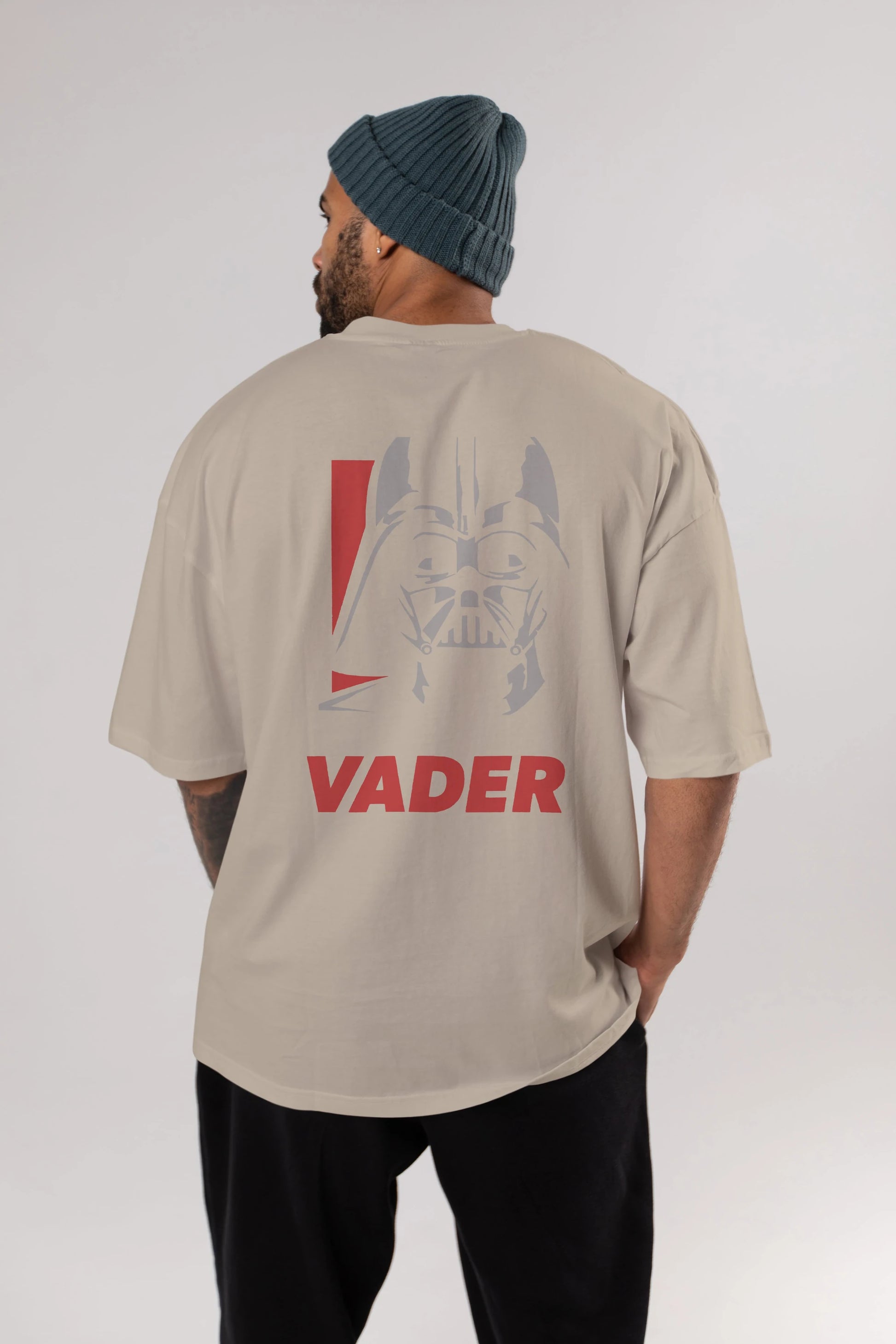 Darth Vader Arka Baskılı Oversize t-shirt Erkek Kadın Unisex %100 Pamuk Bisiklet Yaka tişort