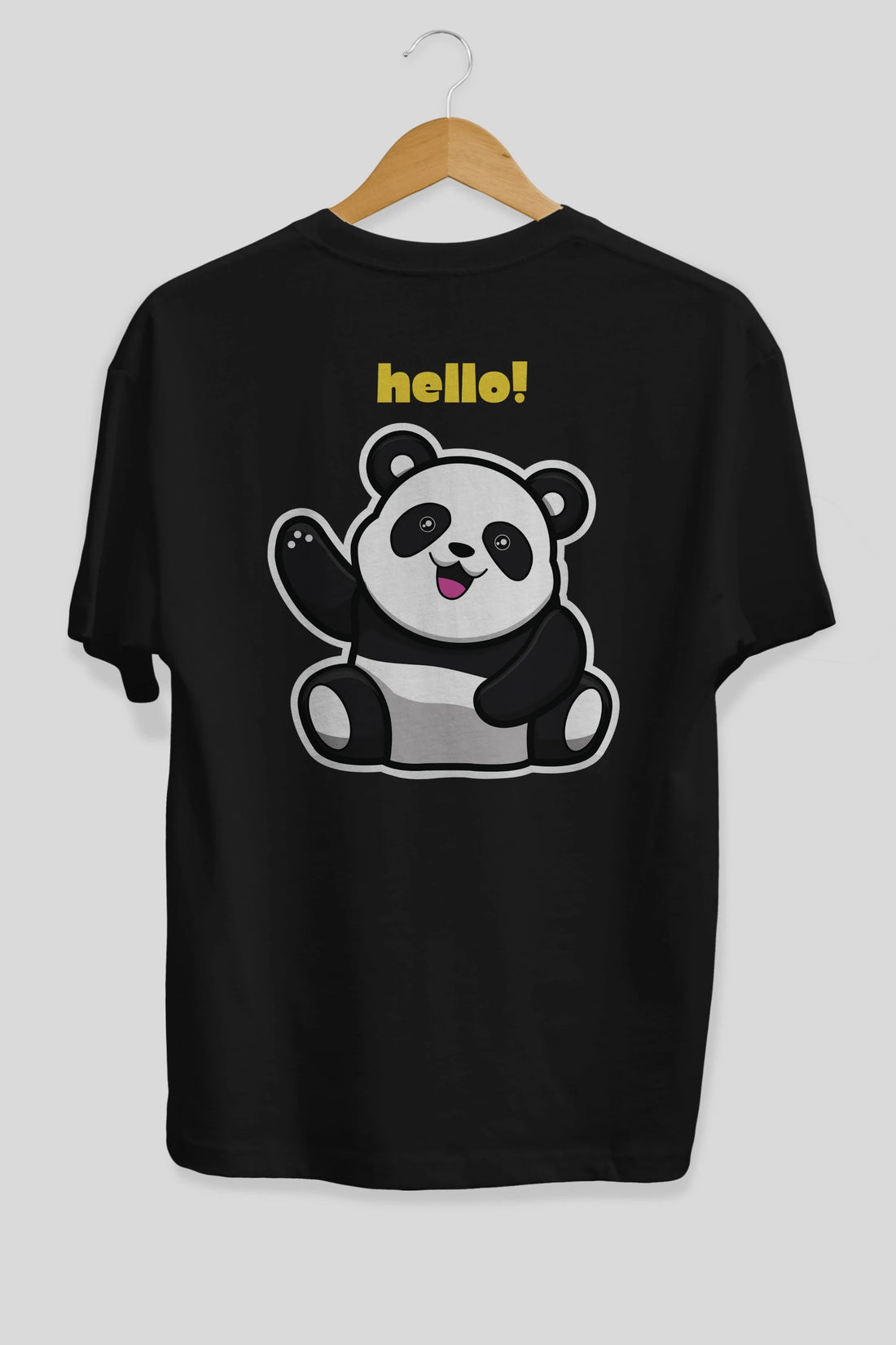 Hello Panda Arka Baskılı Oversize t-shirt Erkek Kadın Unisex