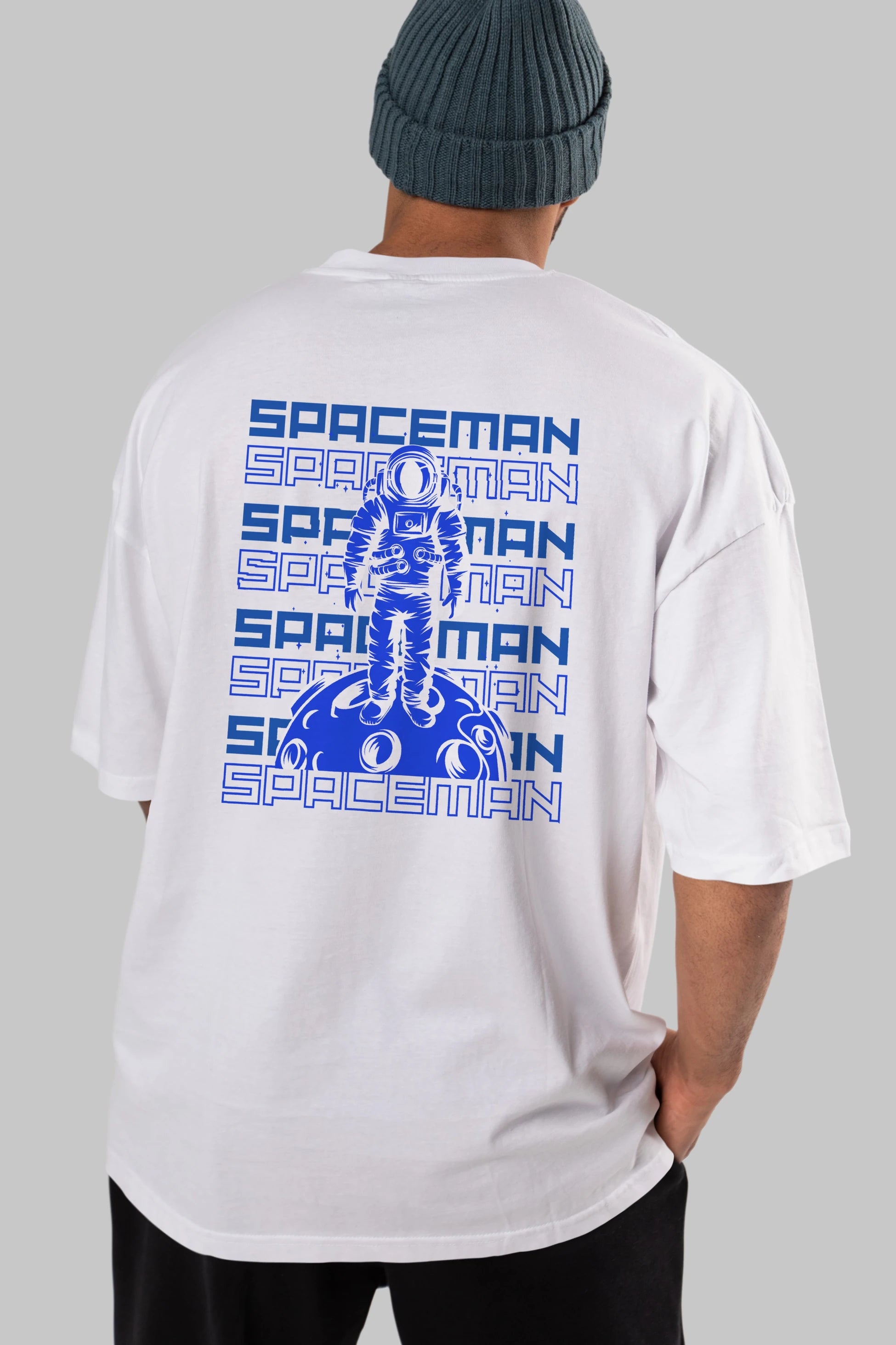 Spaceman Yazılı Arka Baskılı Oversize t-shirt Erkek Kadın Unisex