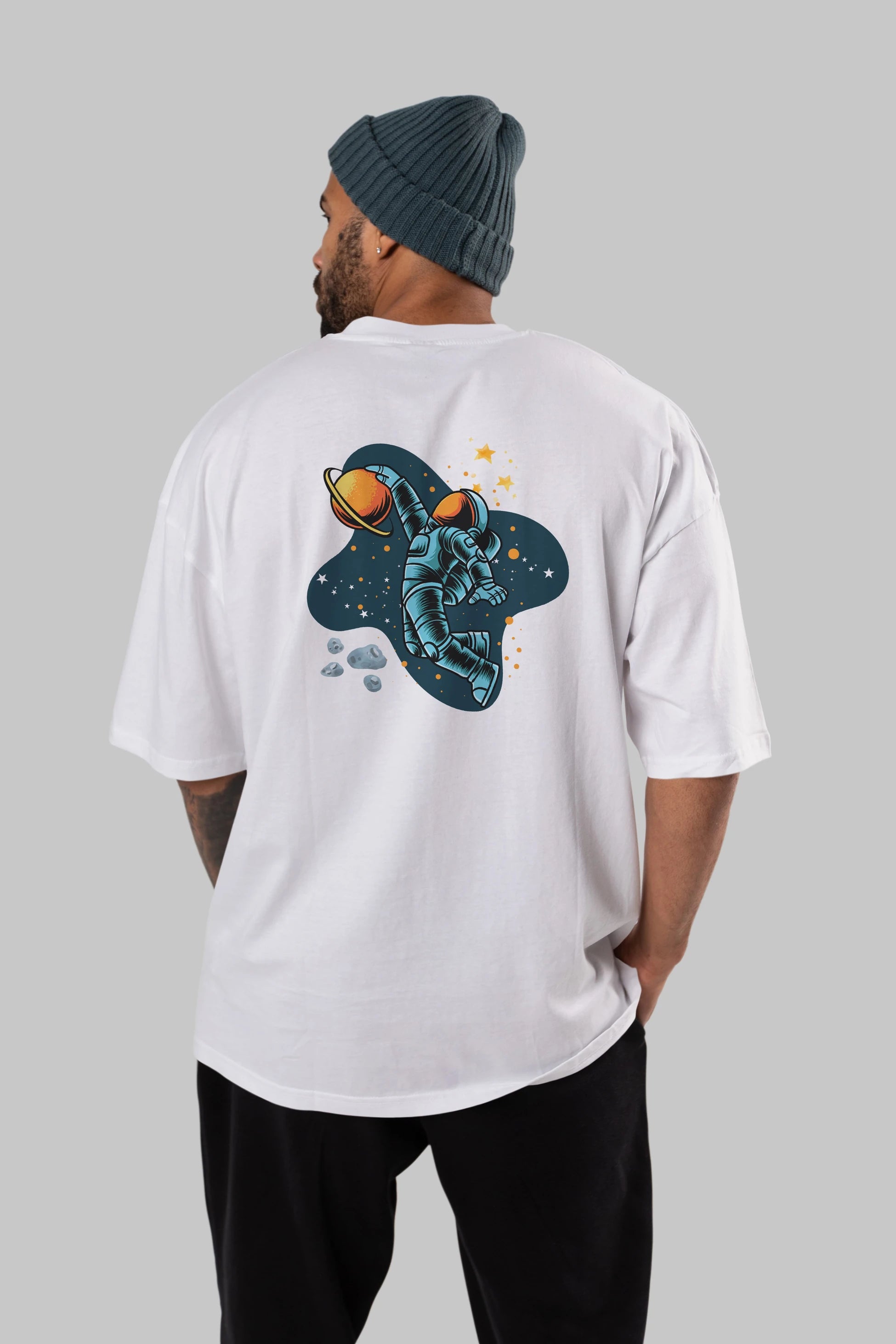 Astronot Basketbol Arka Baskılı Oversize t-shirt Erkek Kadın Unisex