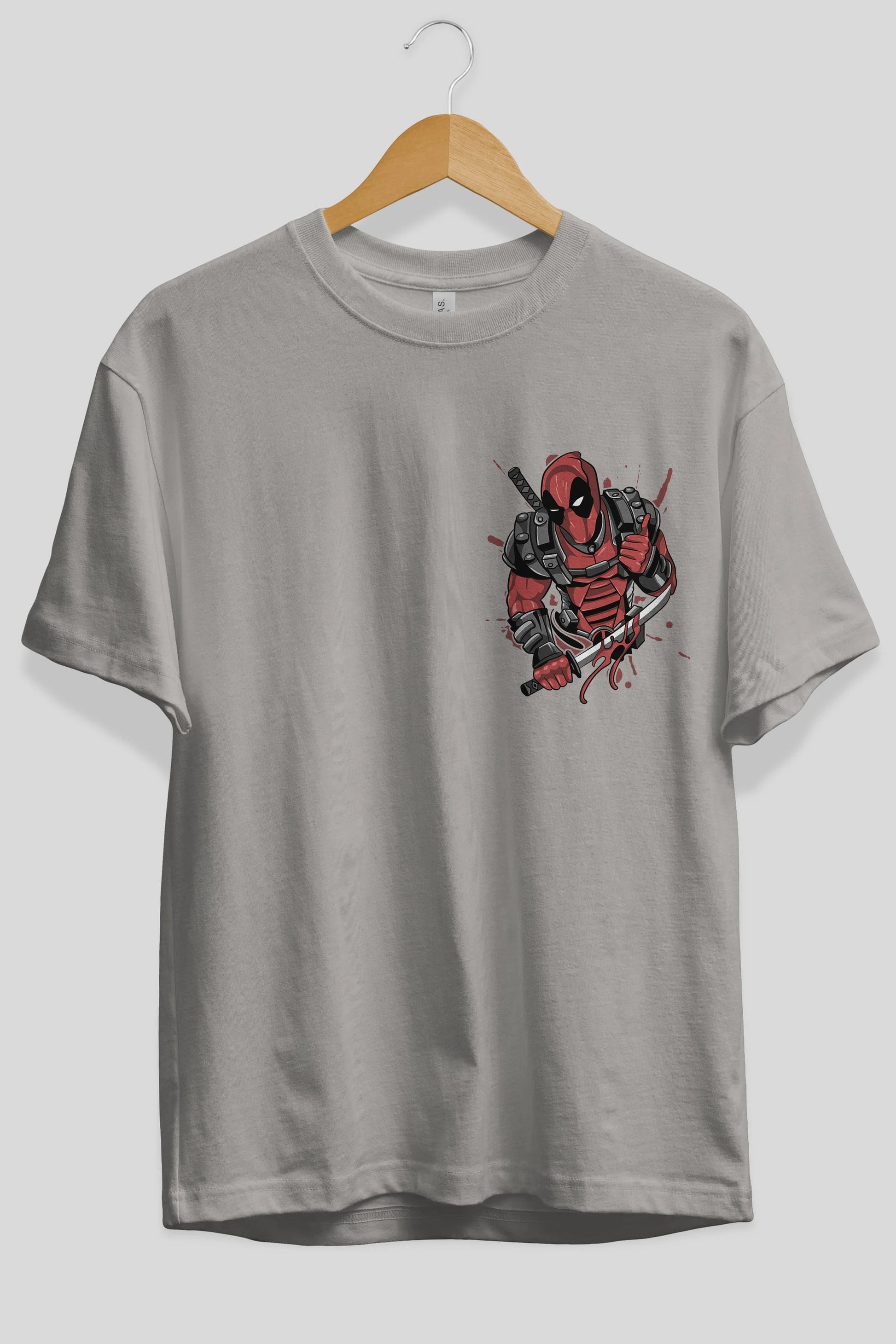 Deadpool (12) Ön Sol Baskılı Oversize t-shirt Erkek Kadın Unisex %100 Pamuk Bisiklet Yaka tişort