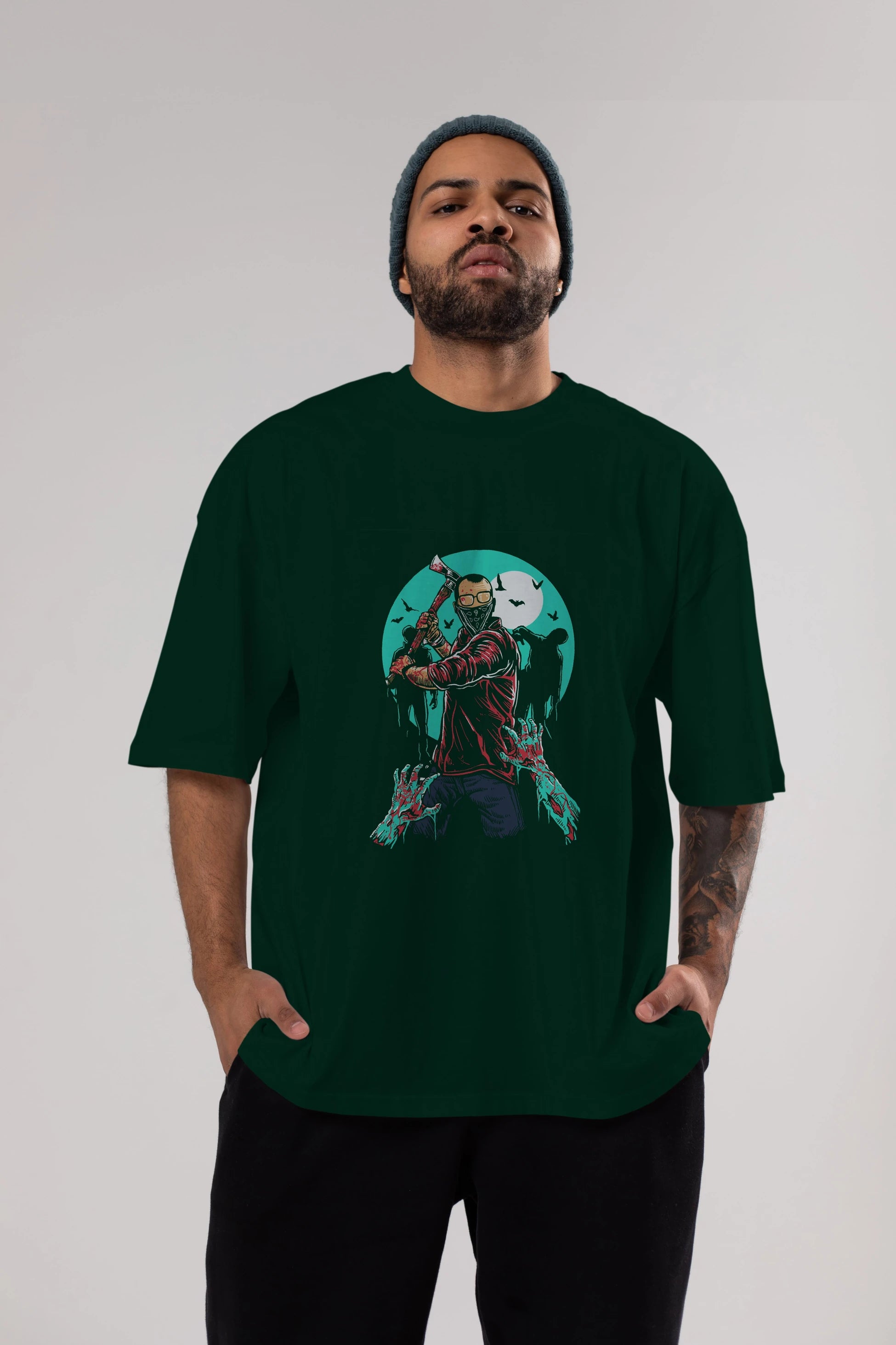 Zombie Killer Ön Baskılı Oversize t-shirt Erkek Kadın Unisex %100 Pamuk tişort