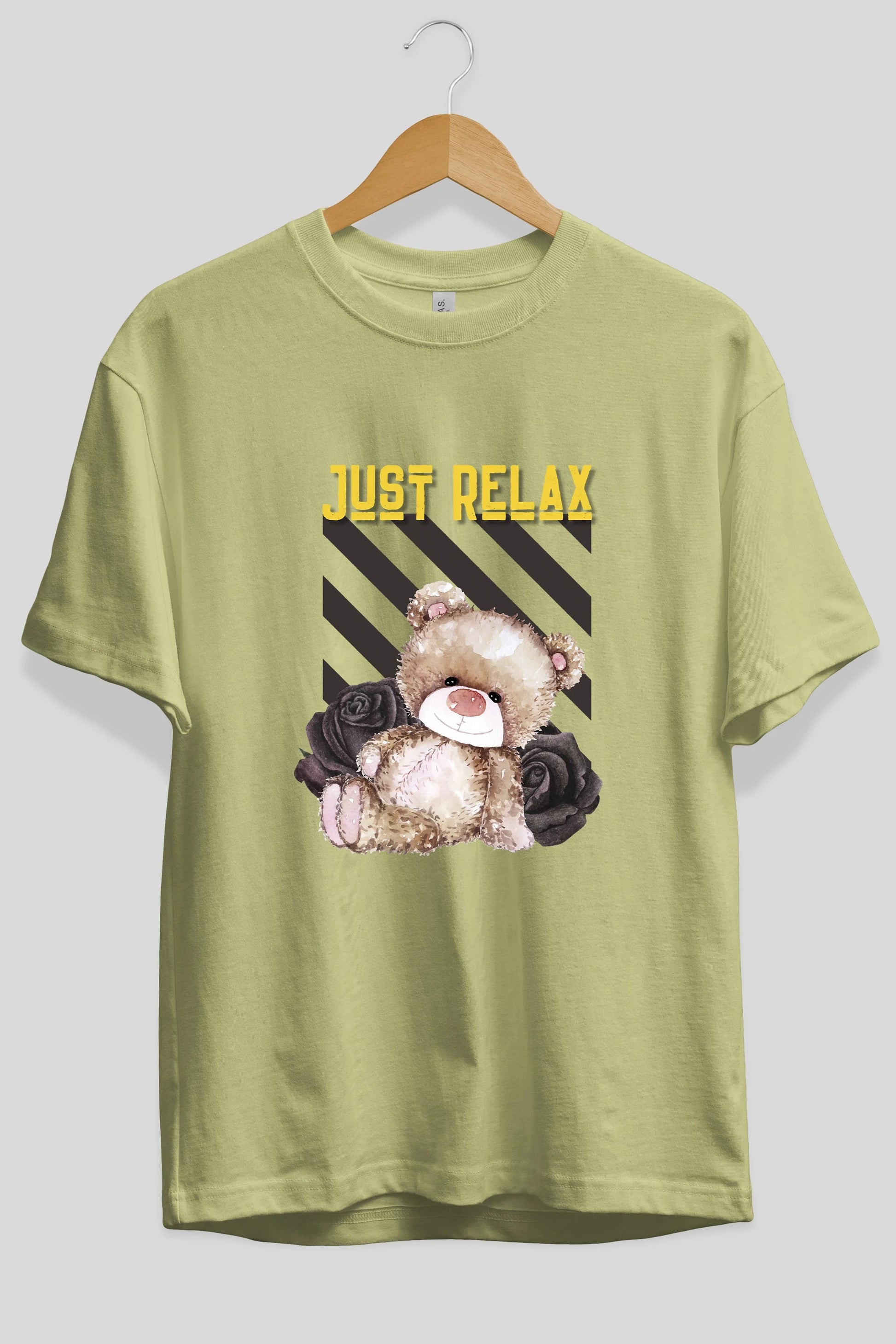 Just Relax Teddy Bear Ön Baskılı Oversize t-shirt Erkek Kadın Unisex