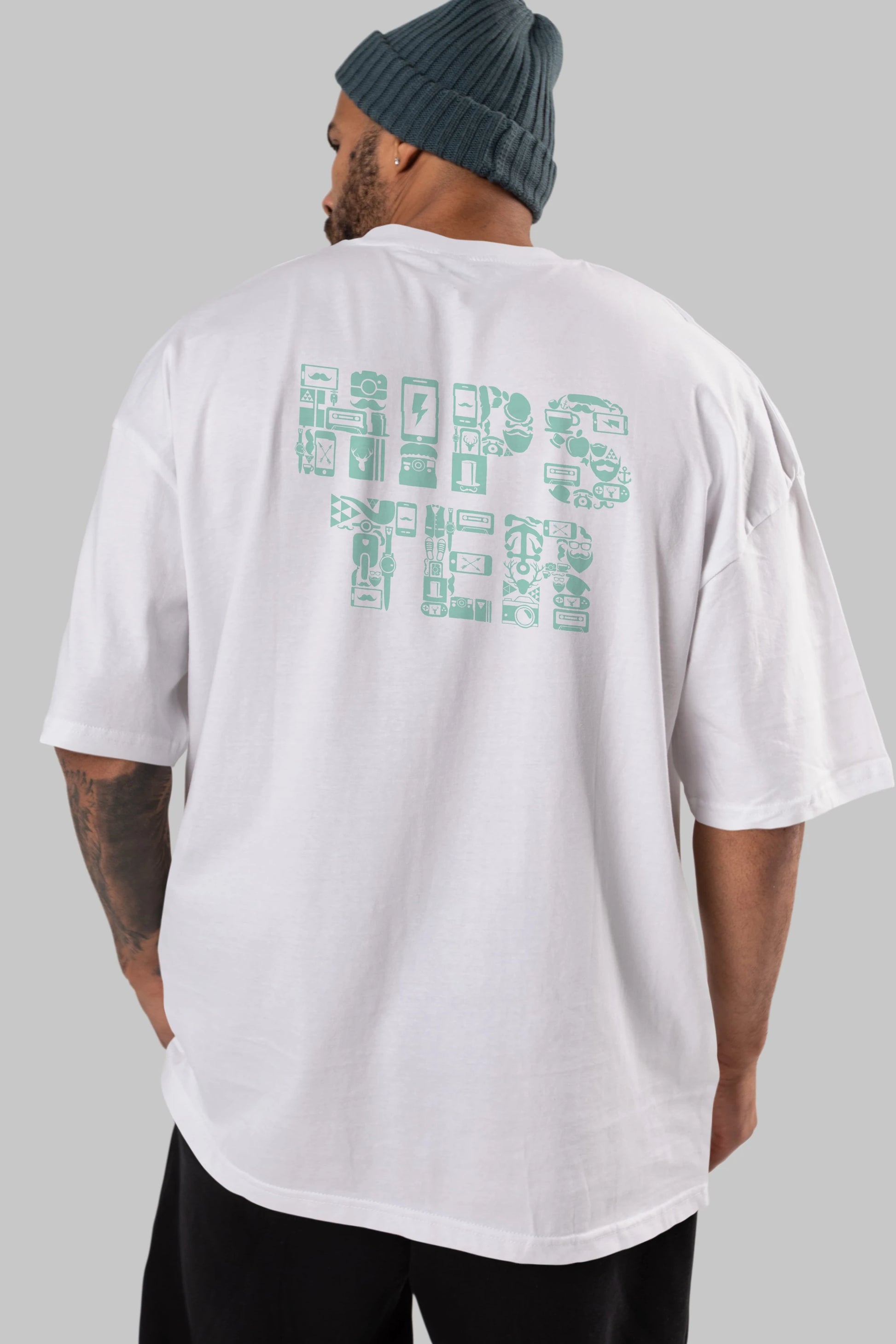 HIPSTER Arka Baskılı Oversize t-shirt %100 pamuk Erkek Kadın Unisex
