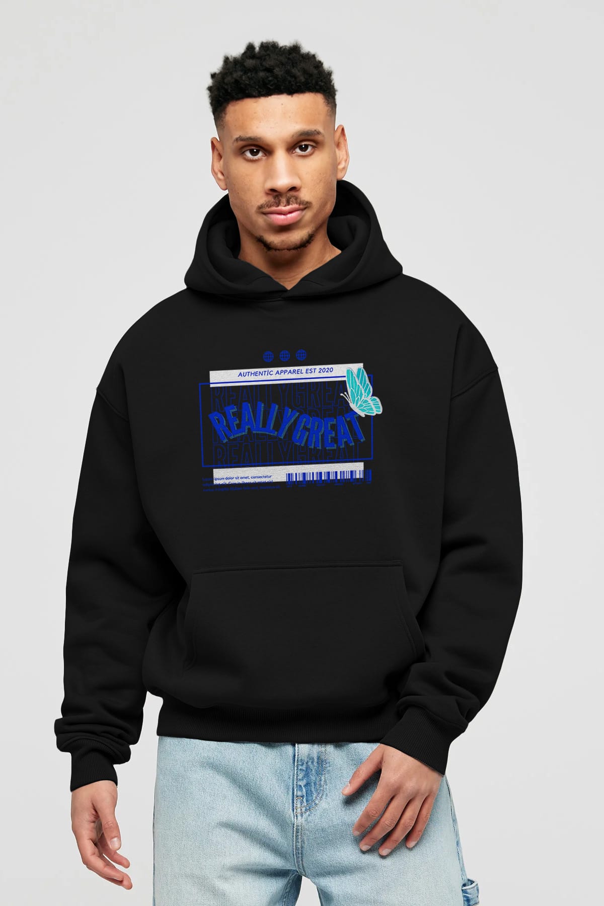 Really Great Yazılı Ön Baskılı Oversize Hoodie Kapüşonlu Sweatshirt Erkek Kadın Unisex