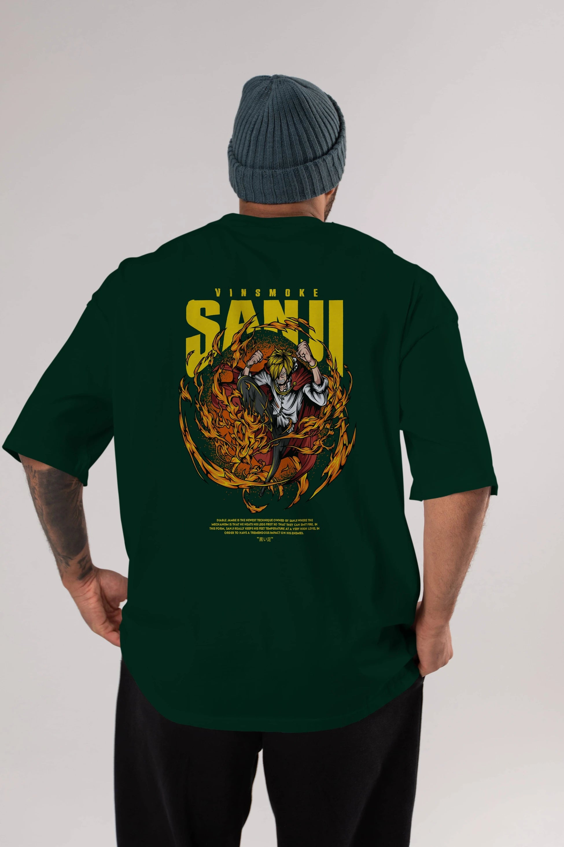 Vinsmoke Sanji Anime Arka Baskılı Oversize t-shirt Erkek Kadın Unisex