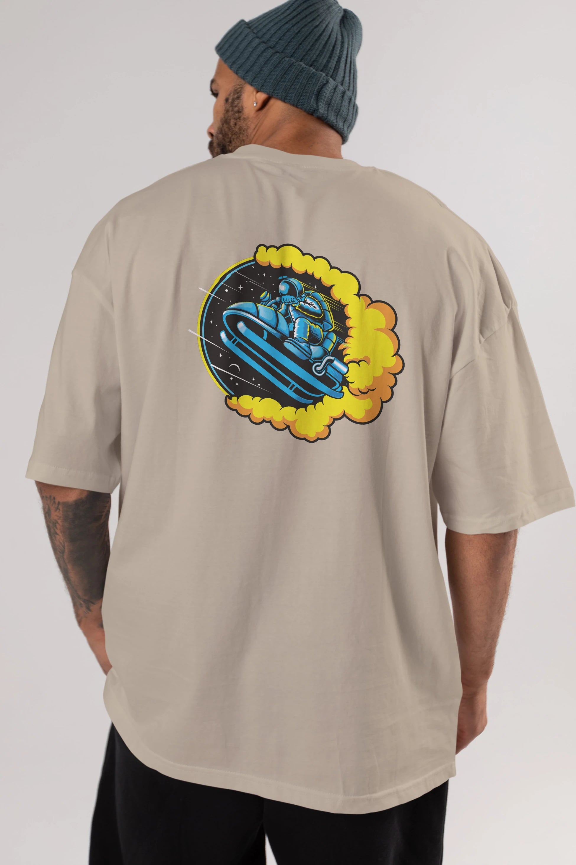 Astrojump with Snowmobile Arka Baskılı Oversize t-shirt Erkek Kadın Unisex