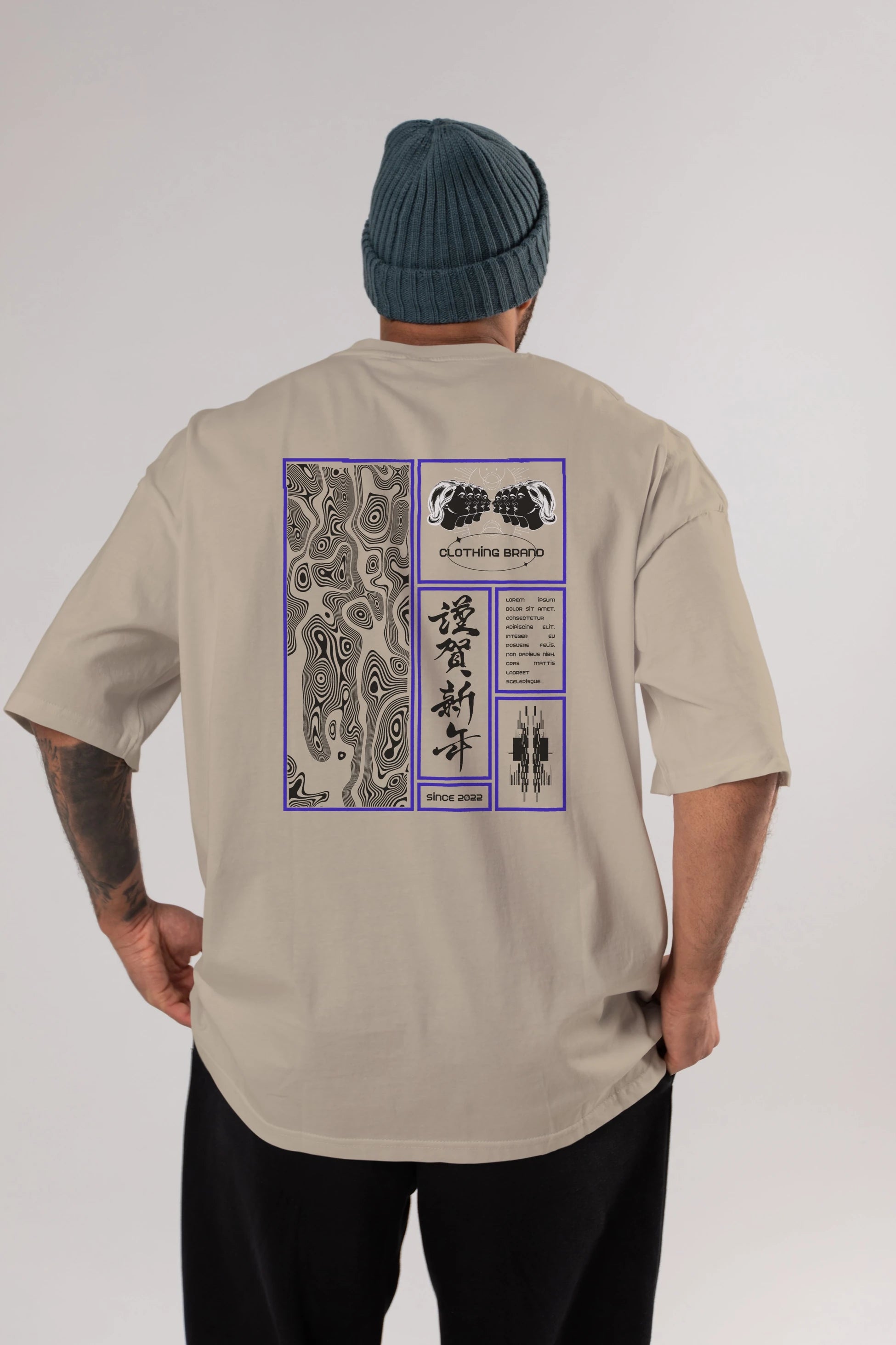 Neon Japanese Streetwear Arka Baskılı Oversize t-shirt Erkek Kadın Unisex