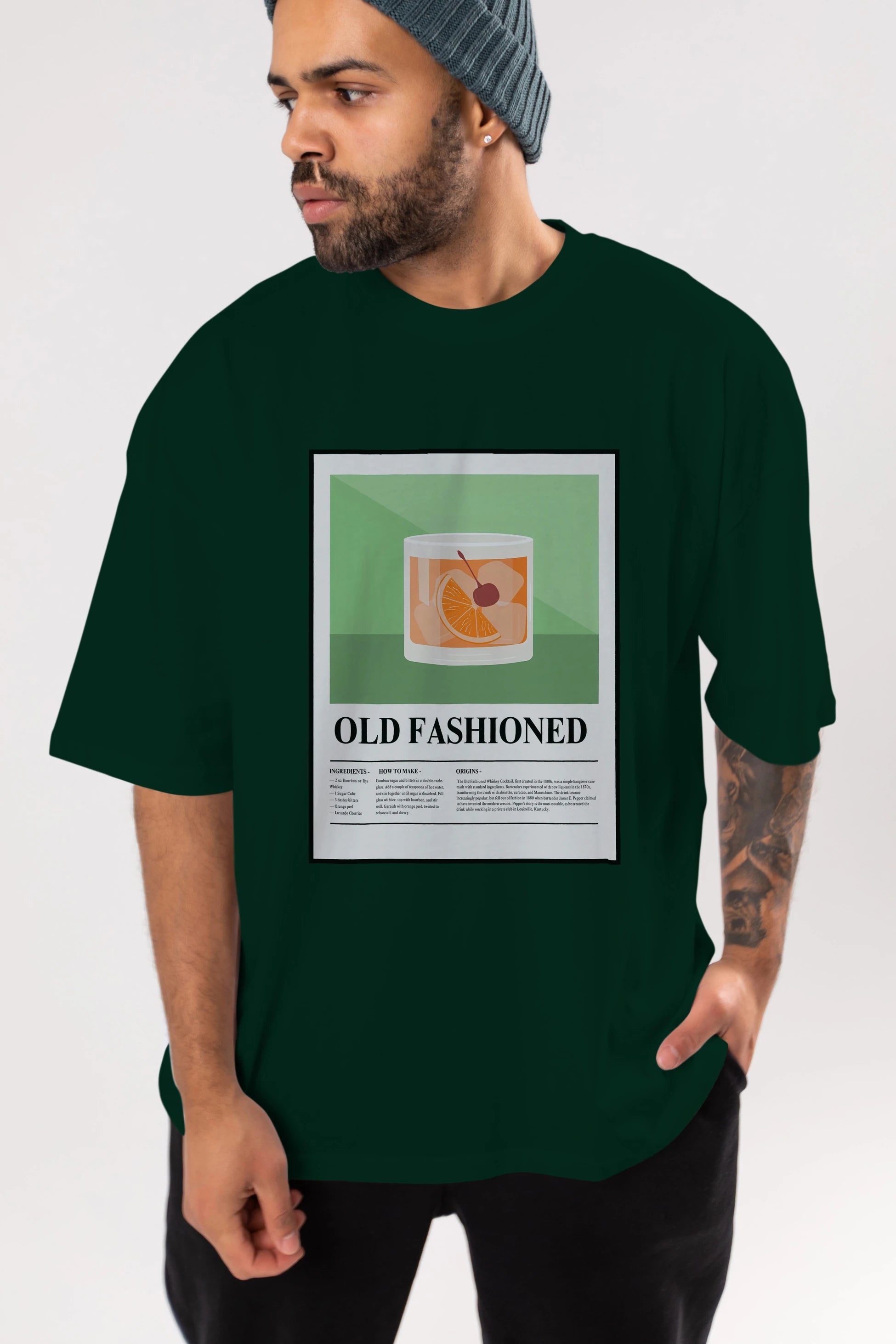Old Fashioned Ön Baskılı Oversize t-shirt Erkek Kadın Unisex %100 Pamuk Bisiklet Yaka tişort