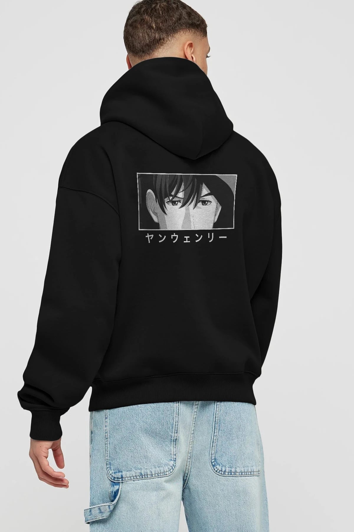 Wen-li Yang 1 Anime Arka Baskılı Hoodie Oversize Kapüşonlu Sweatshirt Erkek Kadın Unisex
