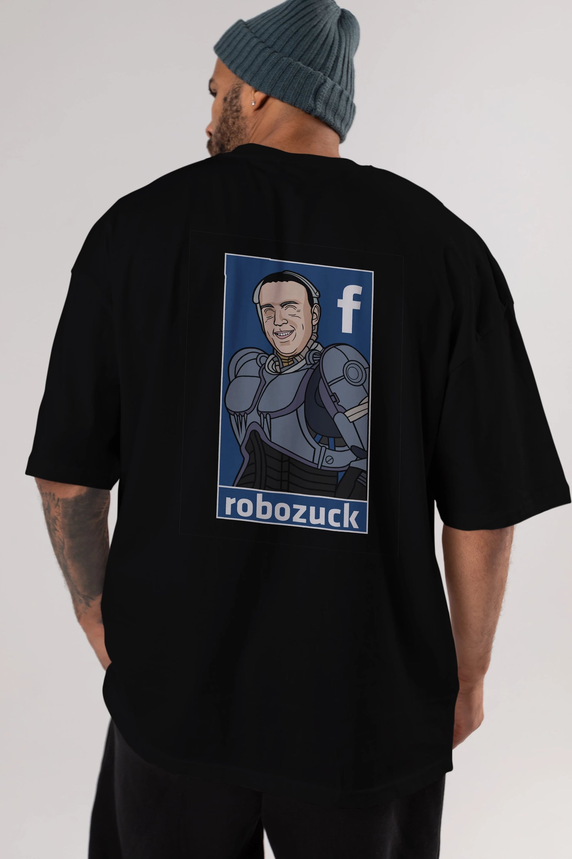 Robozuck Arka Baskılı Oversize t-shirt Erkek Kadın Unisex %100 Pamuk tişort