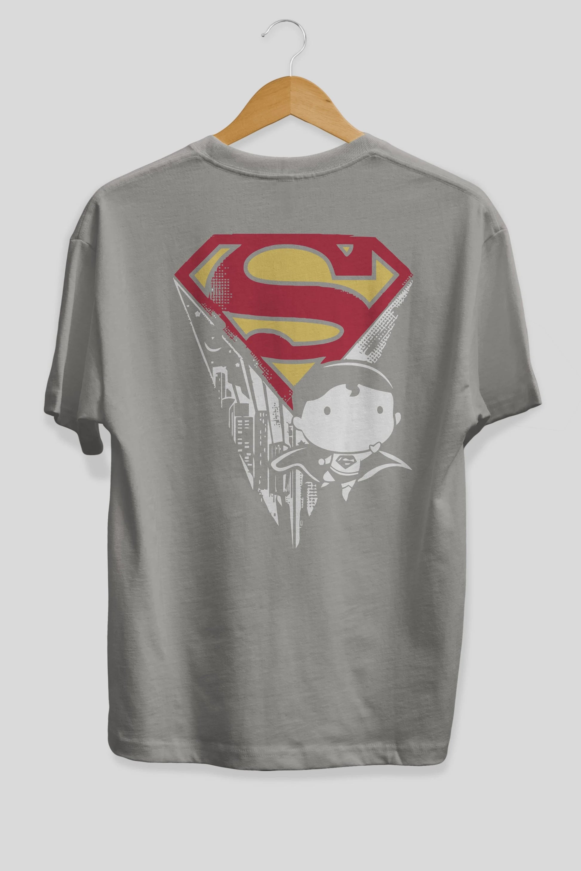 Superman Arka Baskılı Oversize t-shirt Erkek Kadın Unisex %100 Pamuk Bisiklet Yaka tişort