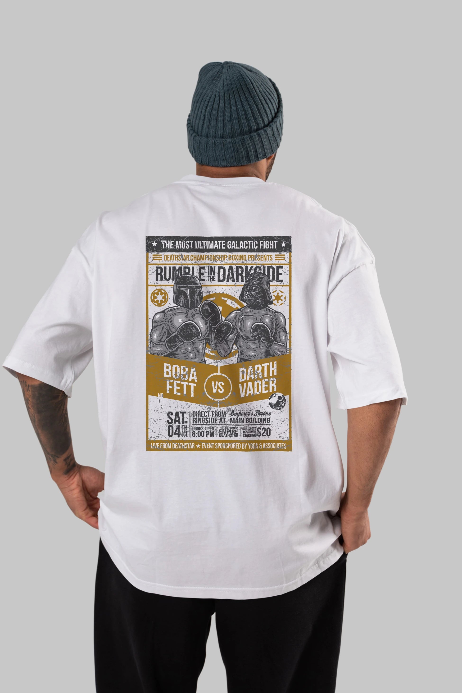 Rumble In The Darkside Arka Baskılı Oversize t-shirt Erkek Kadın Unisex %100 Pamuk