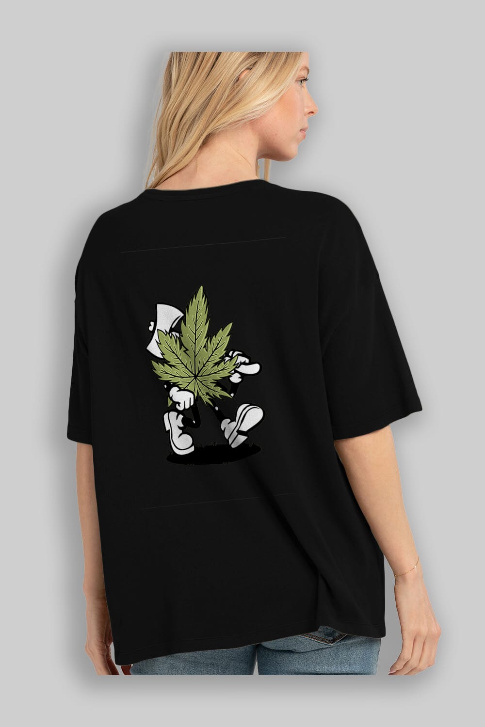 Weed Arka Baskılı Oversize t-shirt Erkek Kadın Unisex %100 Pamuk tişort