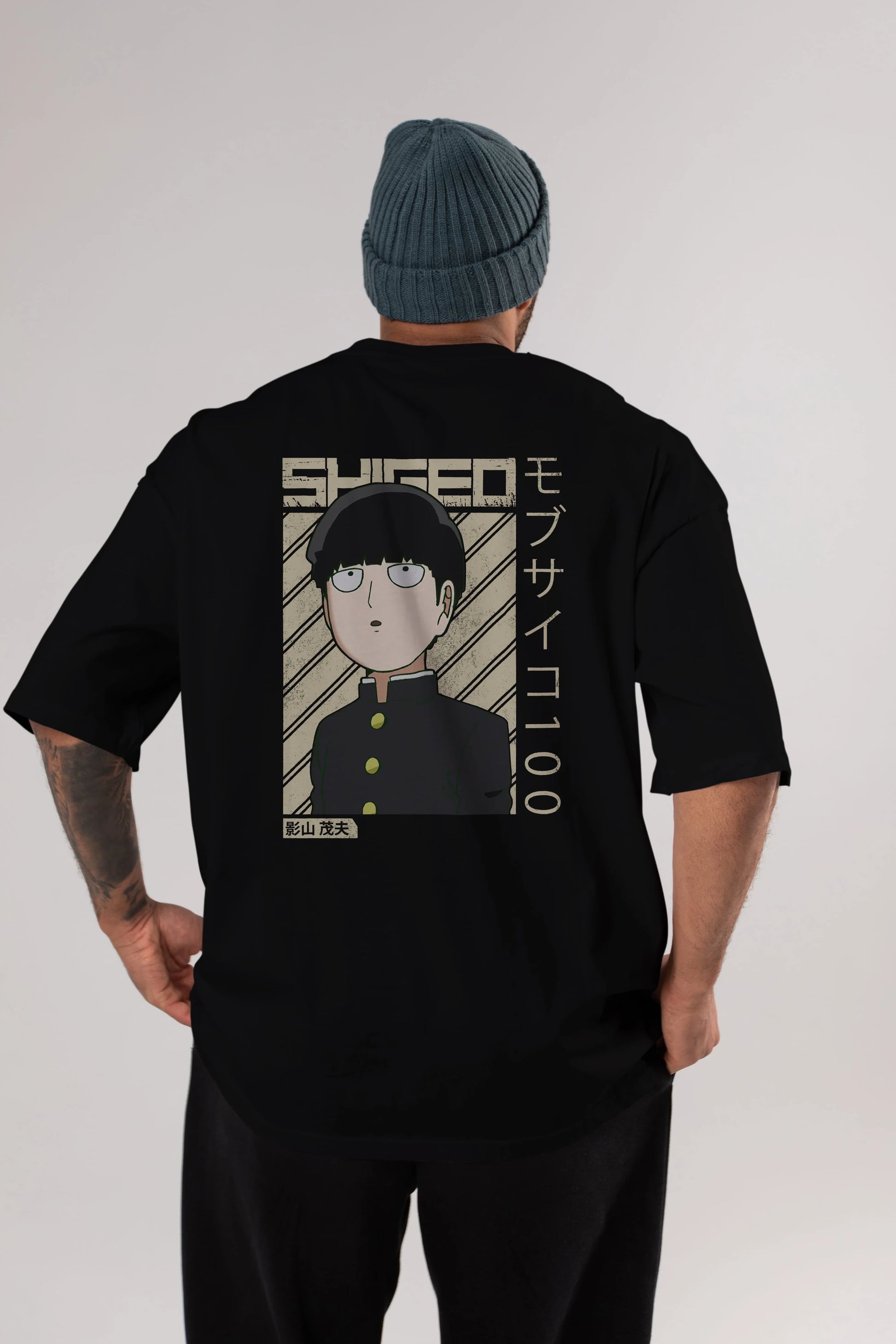 Shigeo Kageyama 2 Anime Arka Baskılı Oversize t-shirt Erkek Kadın Unisex