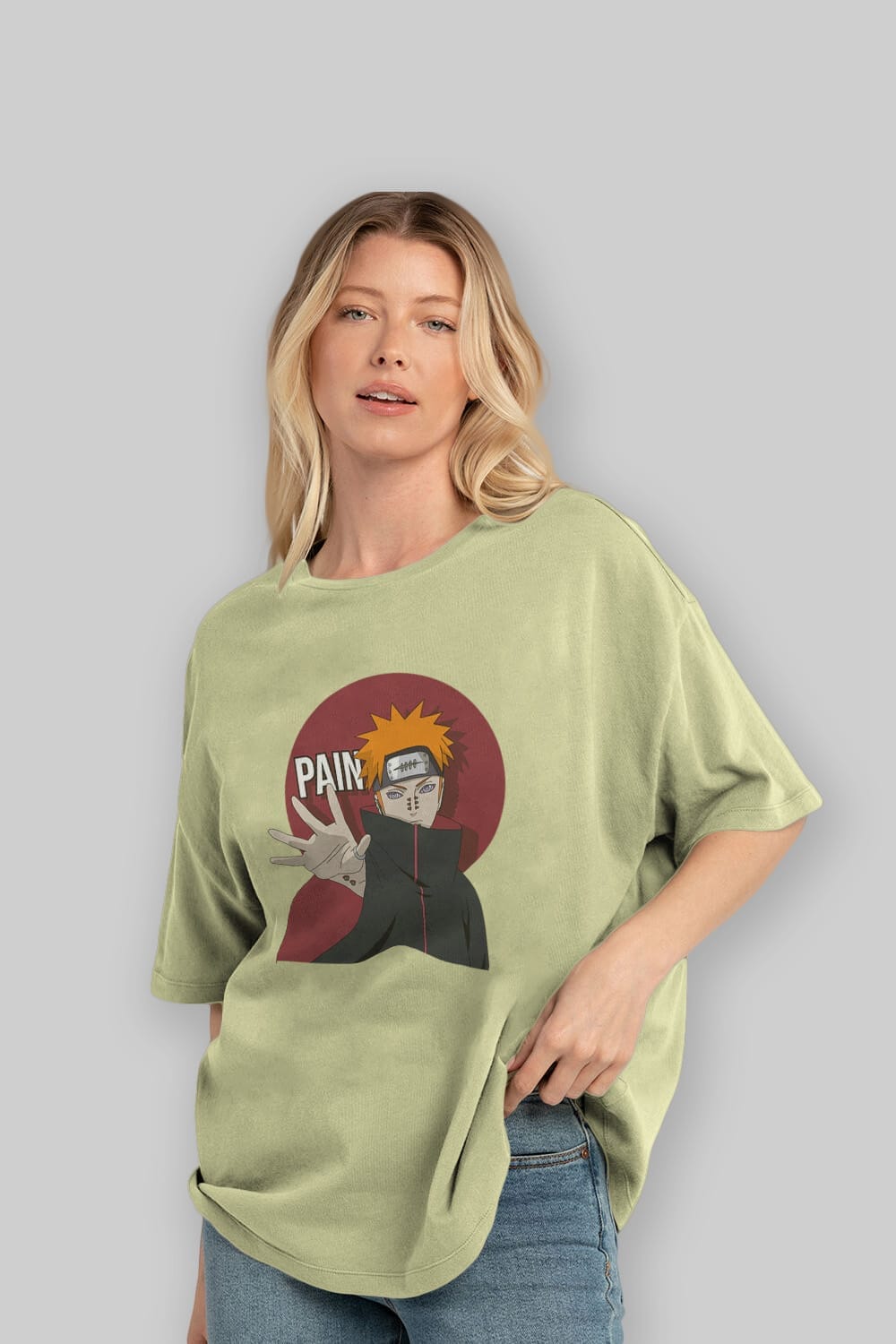 PAIN NARUTO Anime Ön Baskılı Oversize t-shirt %100 pamuk Erkek Kadın Unisex