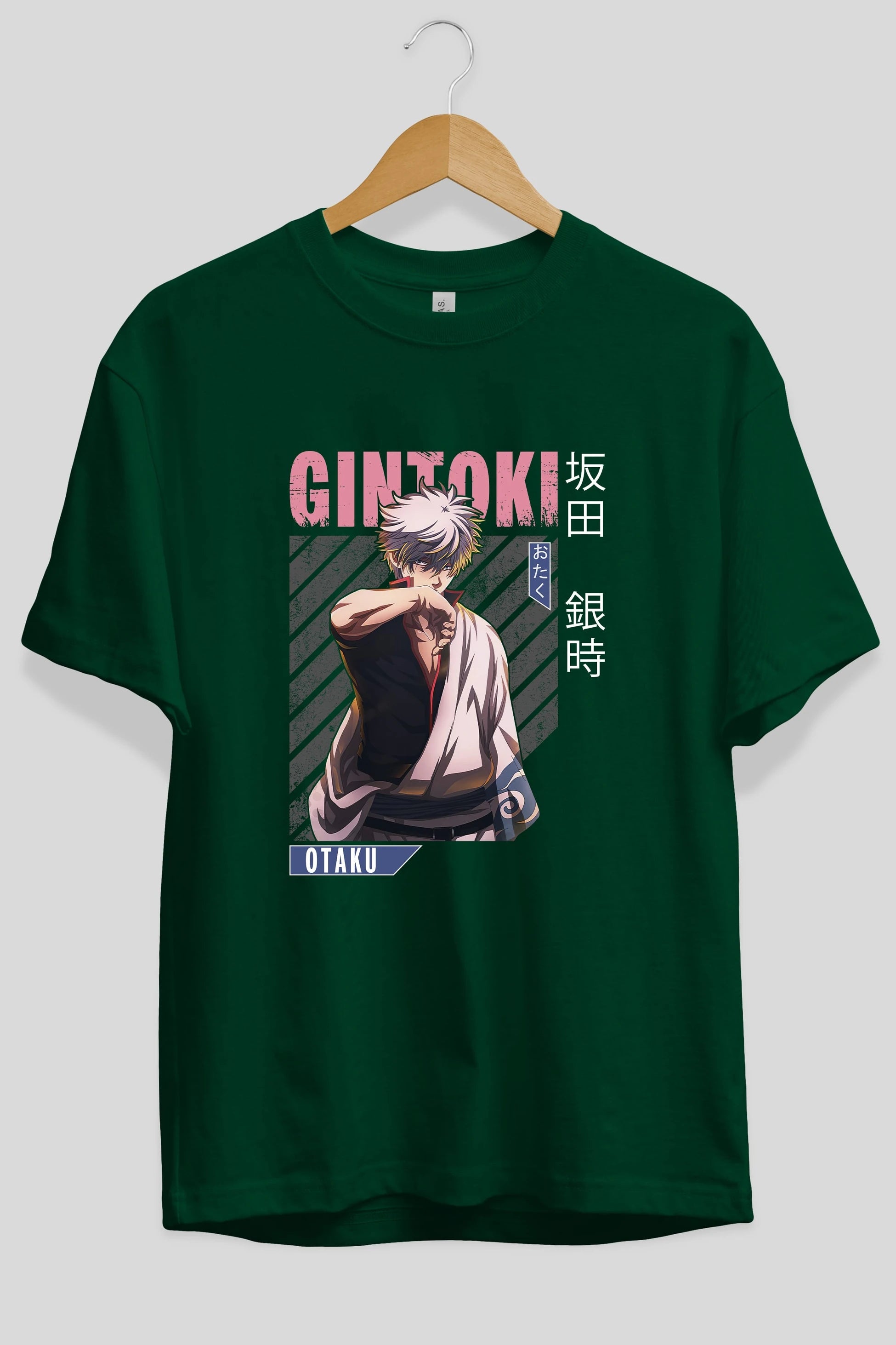 Gintoki Sakata Anime Ön Baskılı Oversize t-shirt %100 pamuk Erkek Kadın Unisex