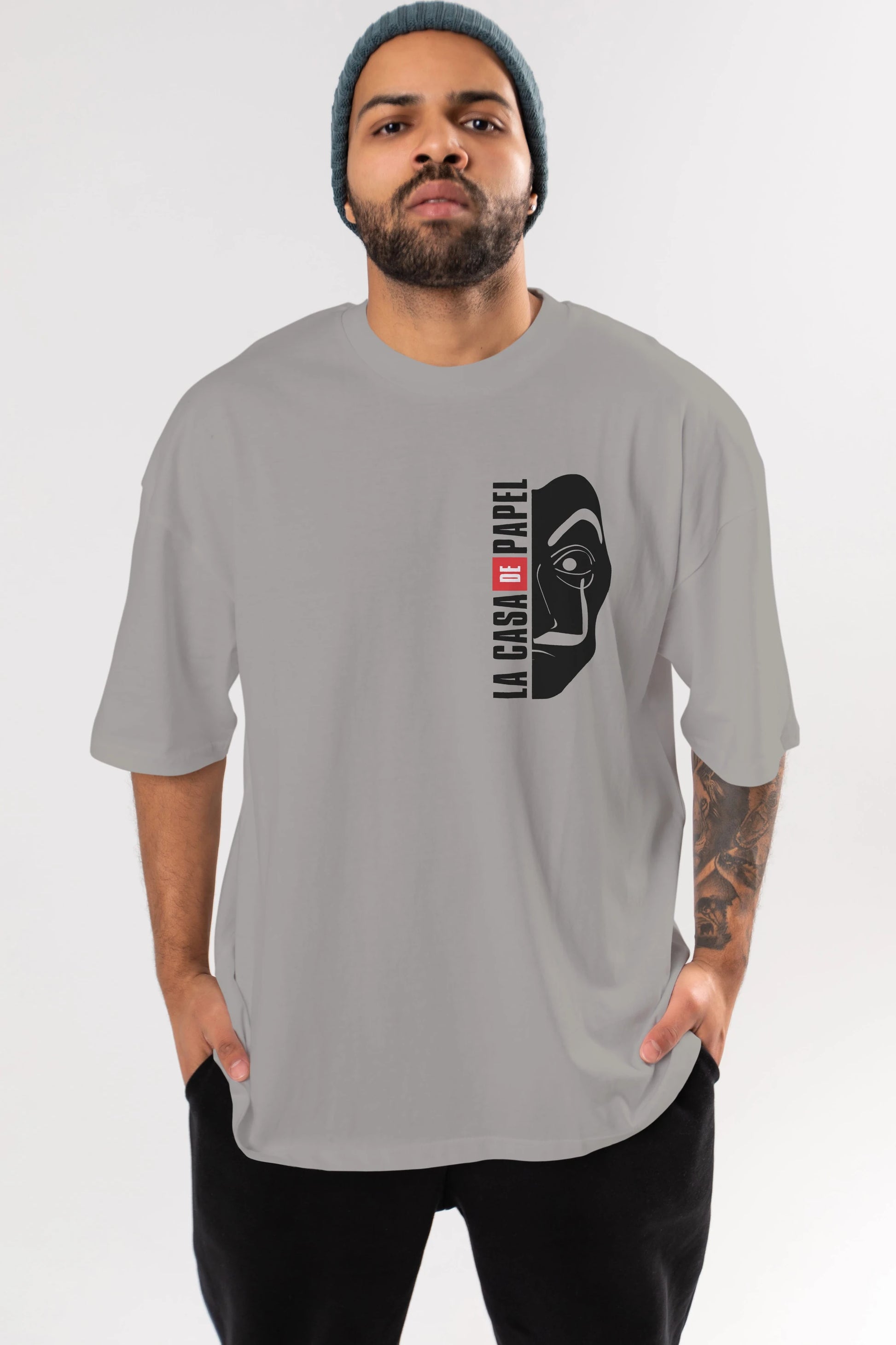 La Casa De Papel (3) Ön Sol Baskılı Oversize t-shirt Erkek Kadın Unisex %100 Pamuk Bisiklet Yaka tişort