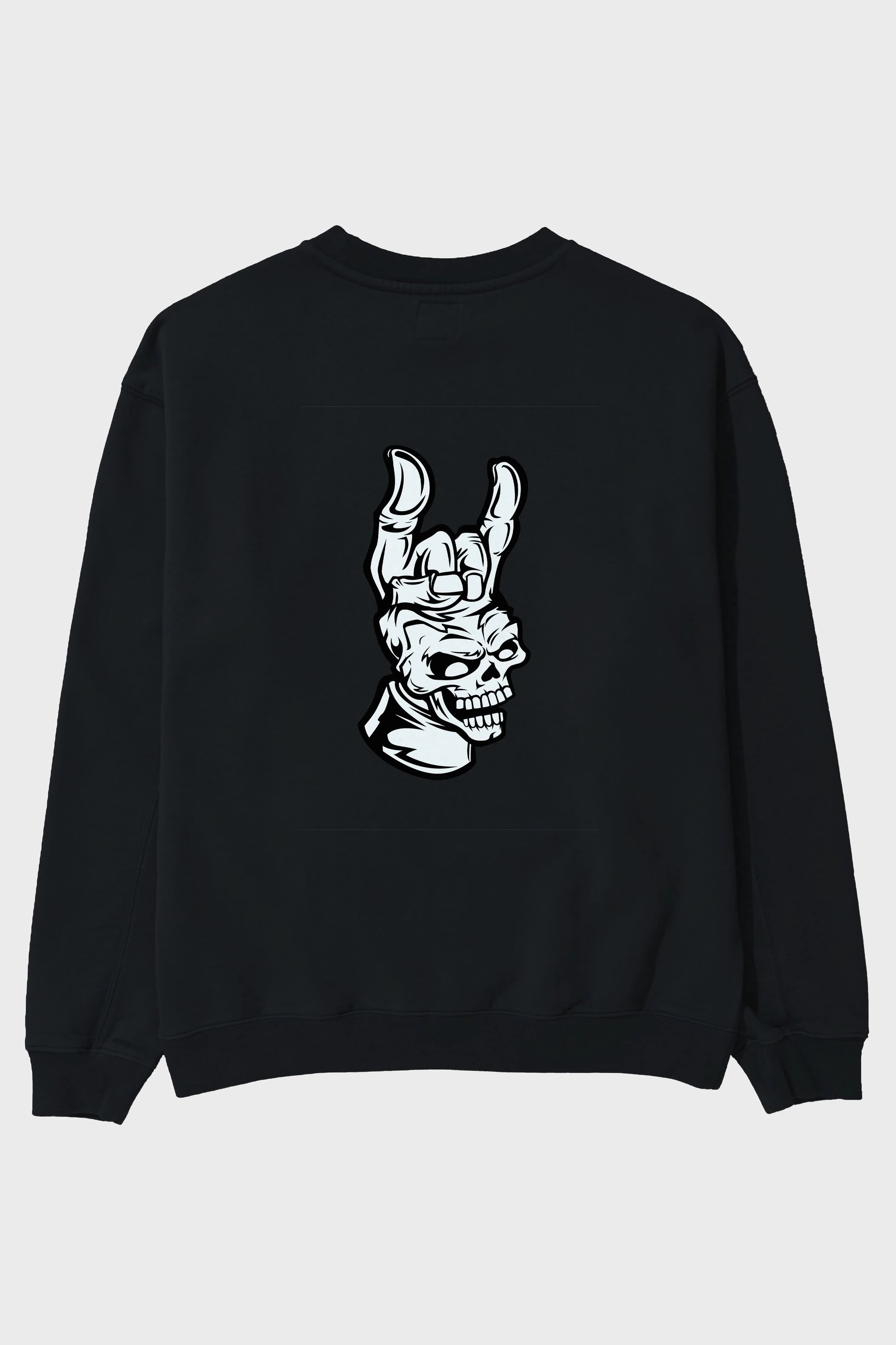 Hand Metal Skull Arka Baskılı Oversize Sweatshirt Erkek Kadın Unisex