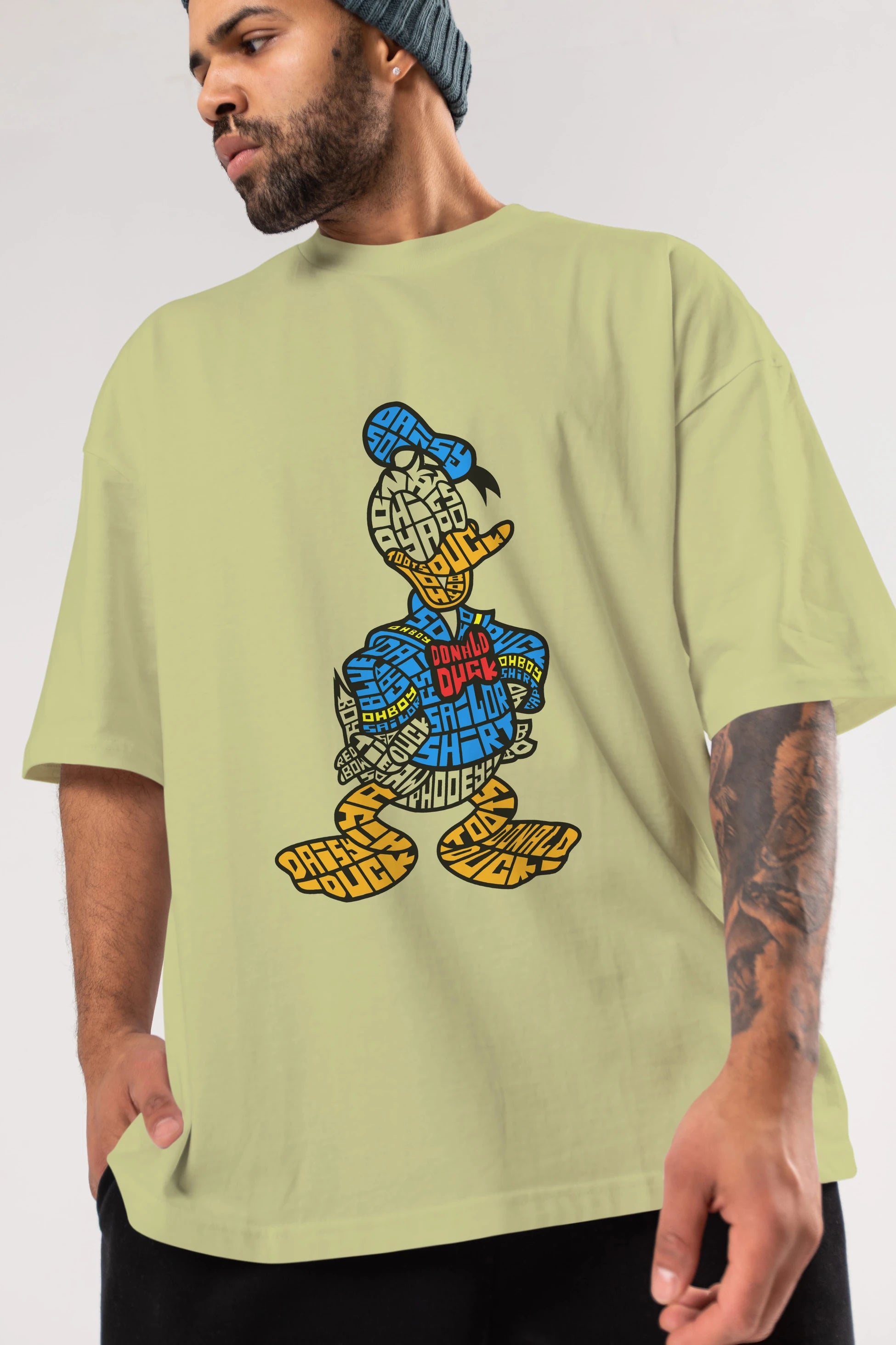 Donald Ön Baskılı Oversize t-shirt %100 pamuk Erkek Kadın Unisex
