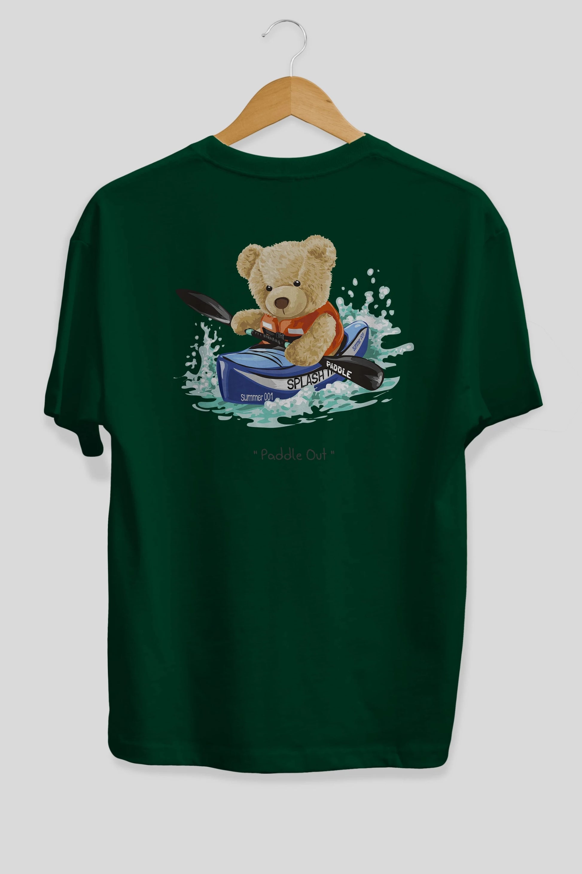 Teddy Bear Paddle Out Arka Baskılı Oversize t-shirt Erkek Kadın Unisex %100 Pamuk