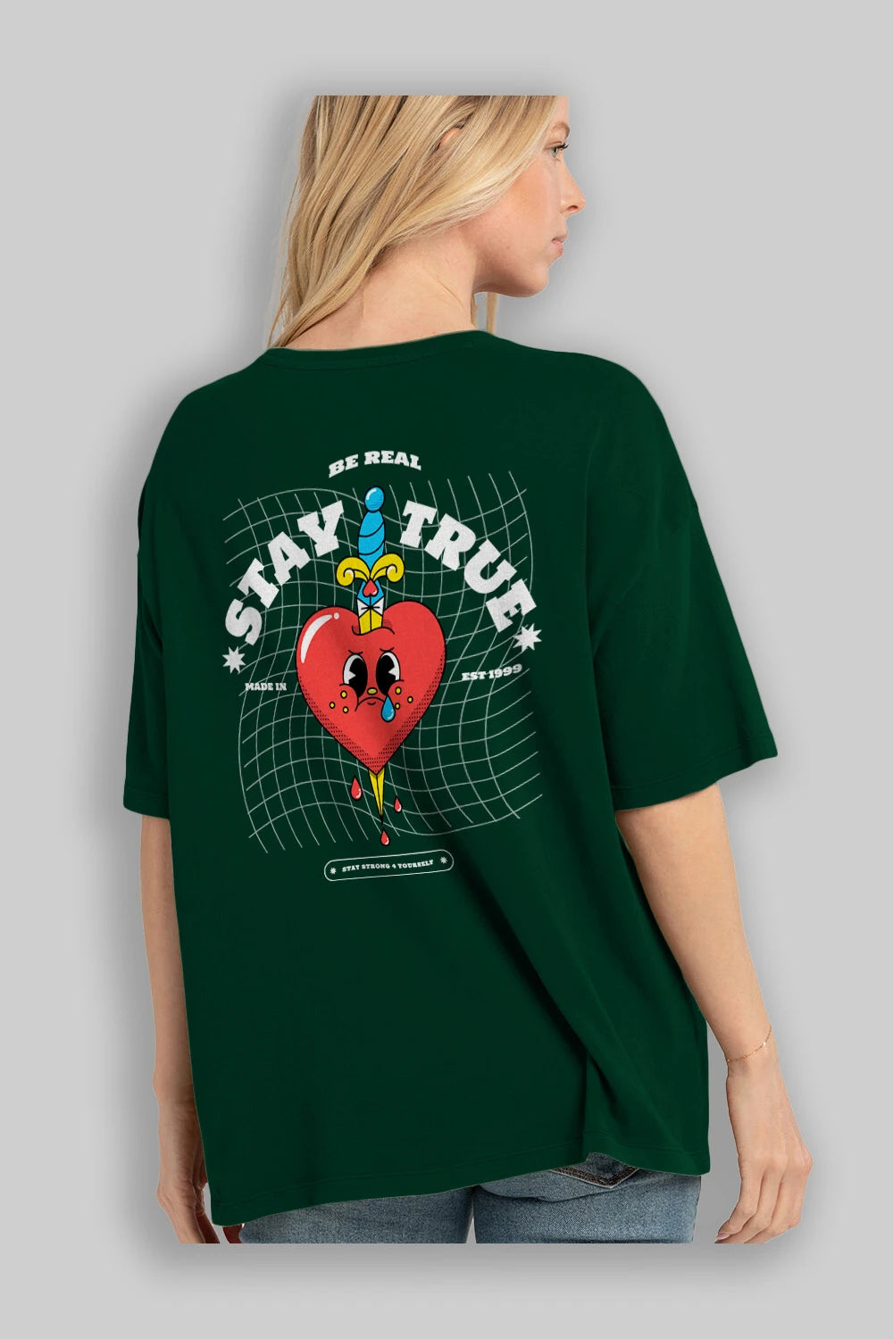 Stay True Arka Baskılı Oversize t-shirt Erkek Kadın Unisex