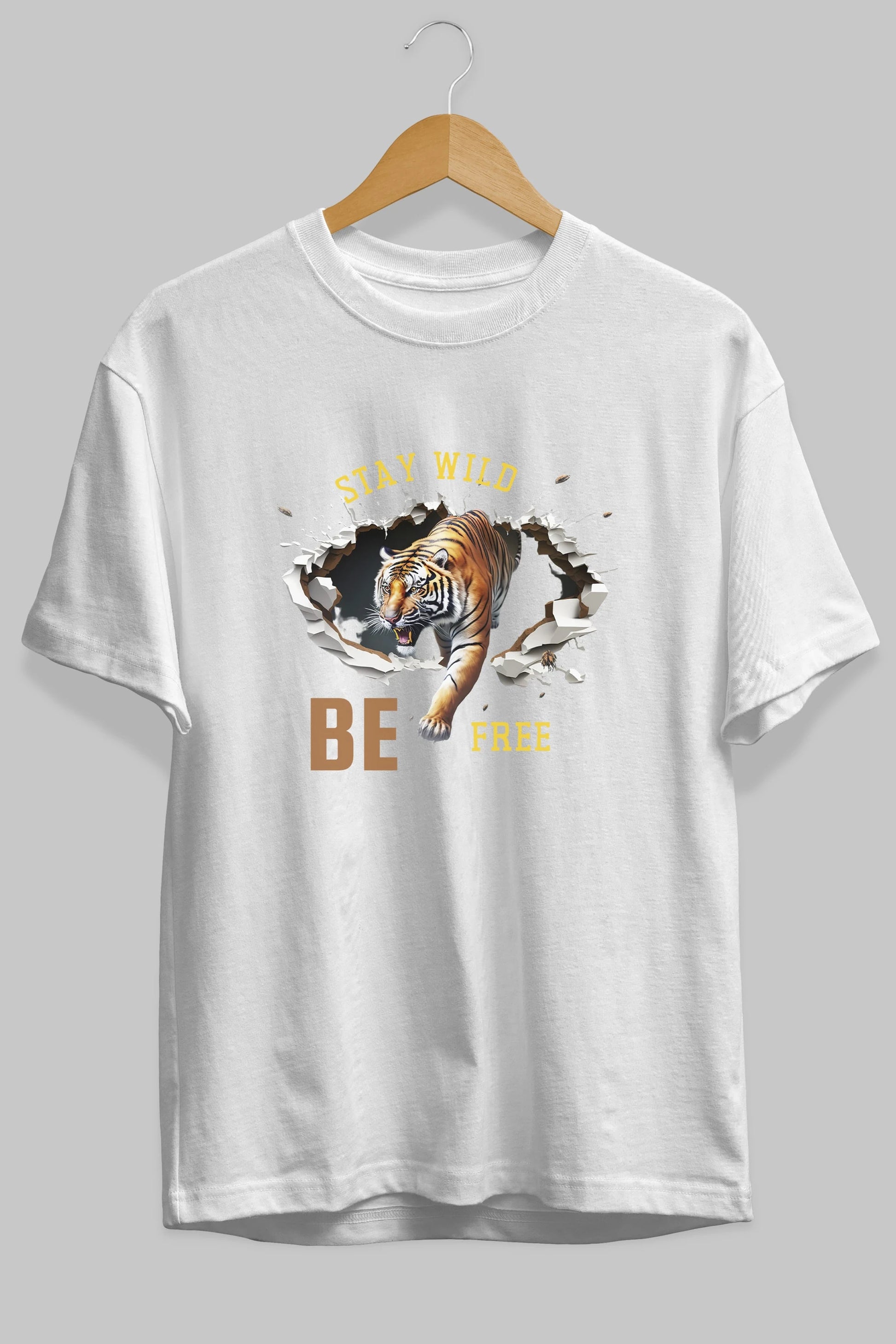 Stay Wild Be Free Yazılı Ön Baskılı Oversize t-shirt Erkek Kadın Unisex
