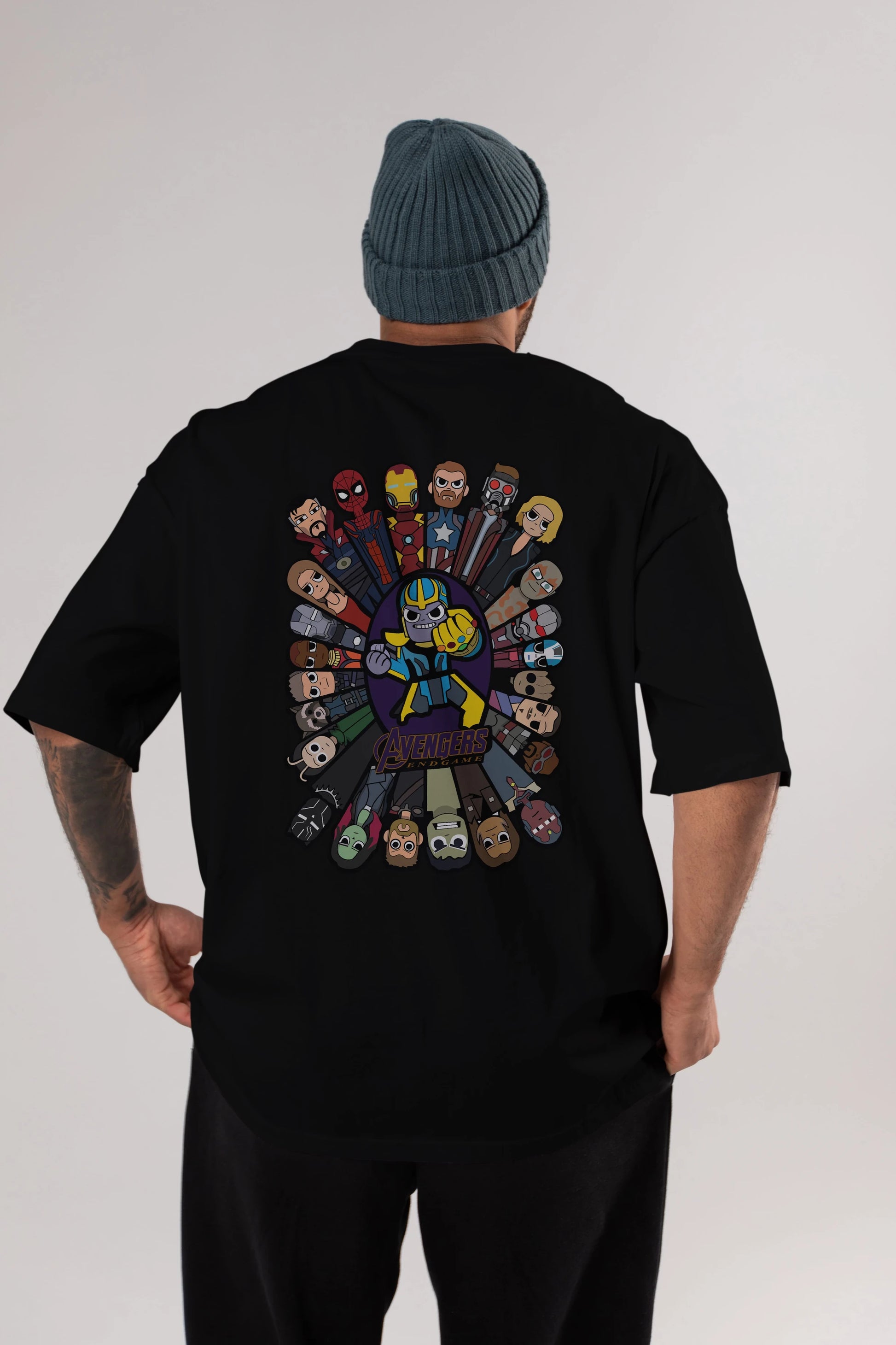The Avengers (2) Arka Baskılı Oversize t-shirt Erkek Kadın Unisex %100 Pamuk Bisiklet Yaka tişort