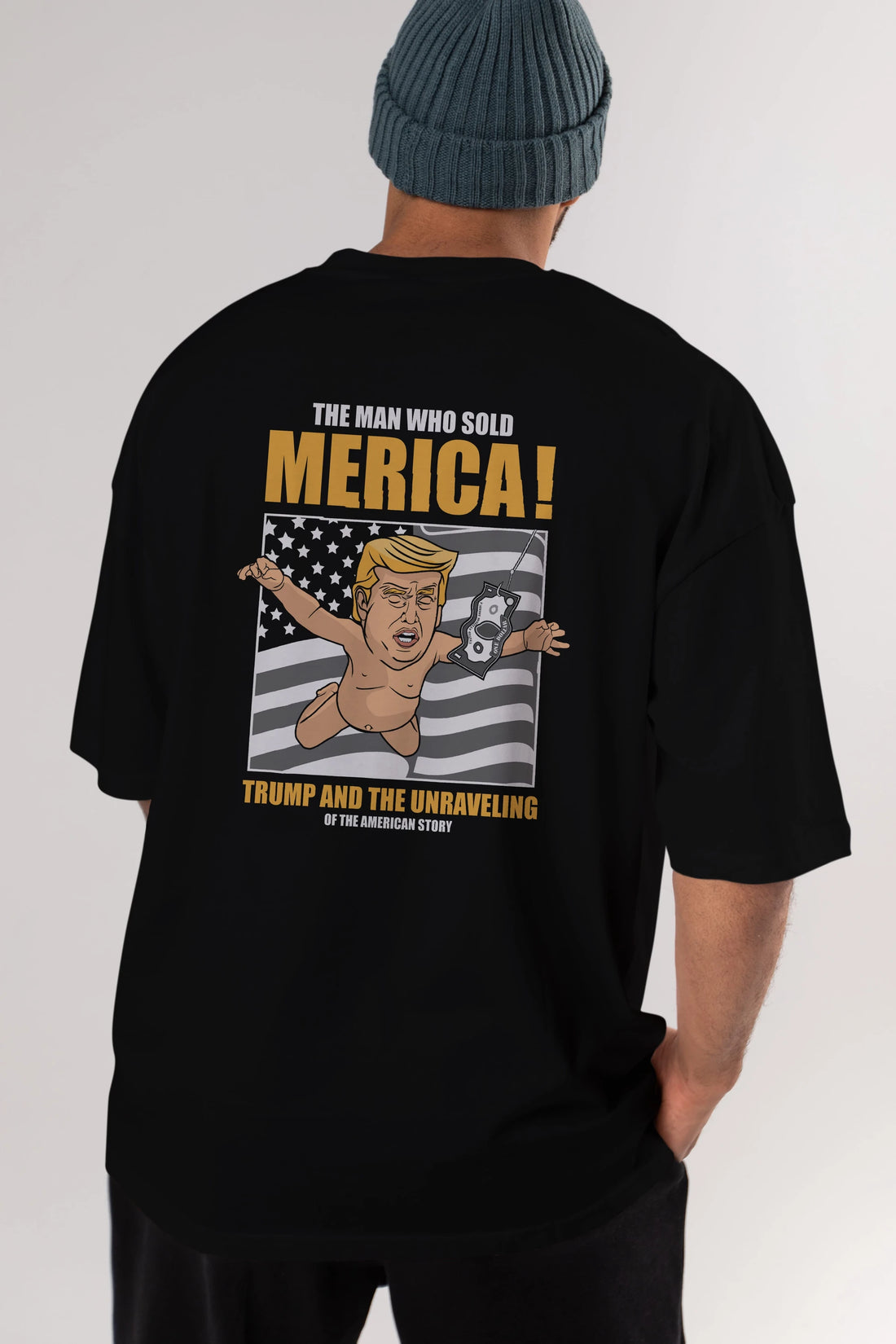 Trump Nirvana Arka Baskılı Oversize t-shirt Erkek Kadın Unisex %100 Pamuk tişort