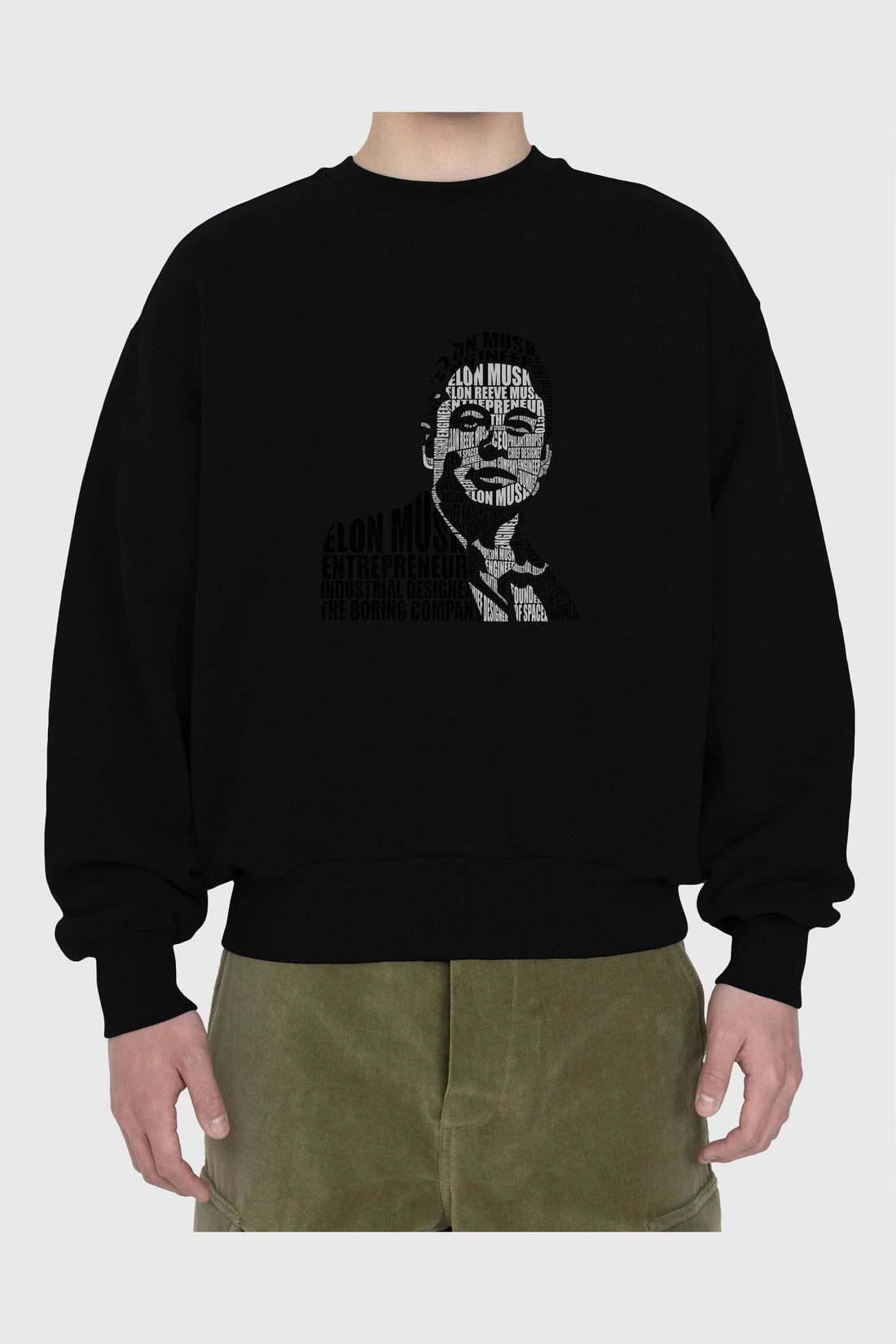 Elon Musk Calligram Ön Baskılı Oversize Sweatshirt Erkek Kadın Unisex