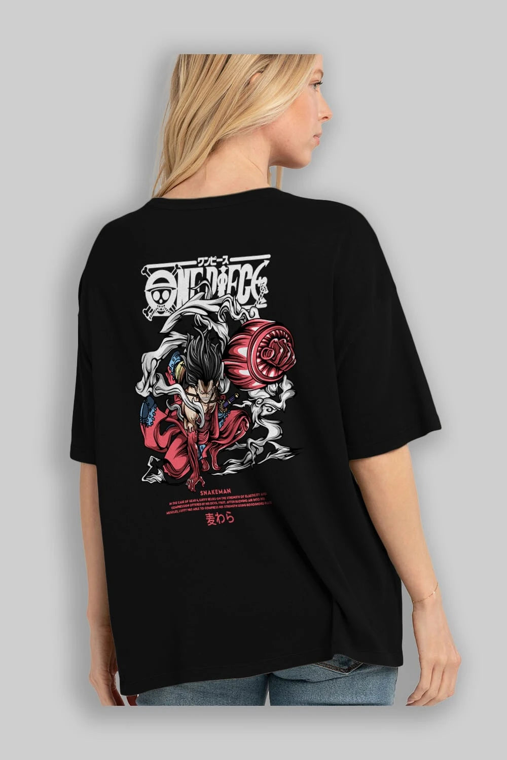One Piece Snakeman Anime Arka Baskılı Oversize t-shirt Erkek Kadın Unisex