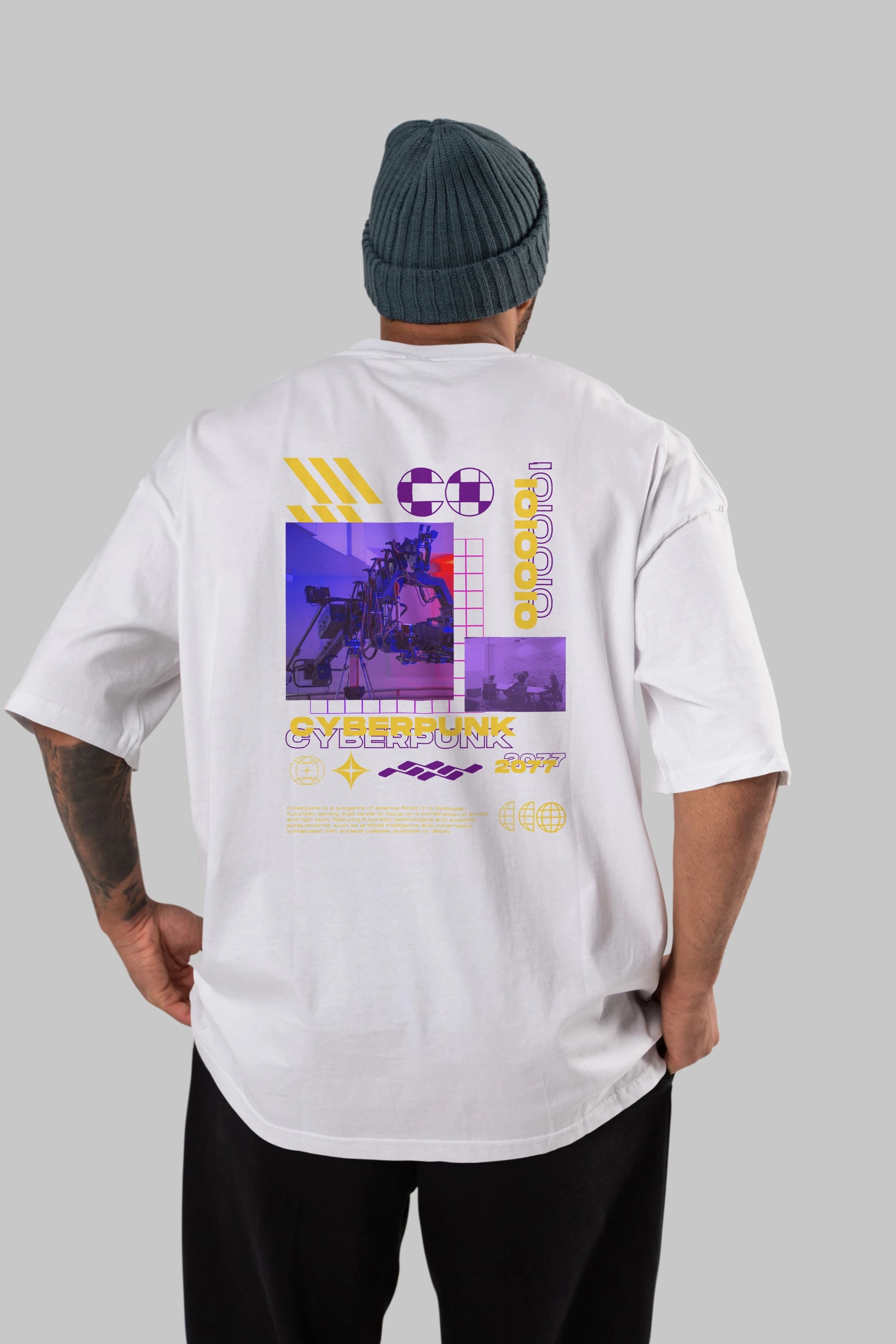 Cyberpunk Yazılı Arka Baskılı Oversize t-shirt Erkek Kadın Unisex