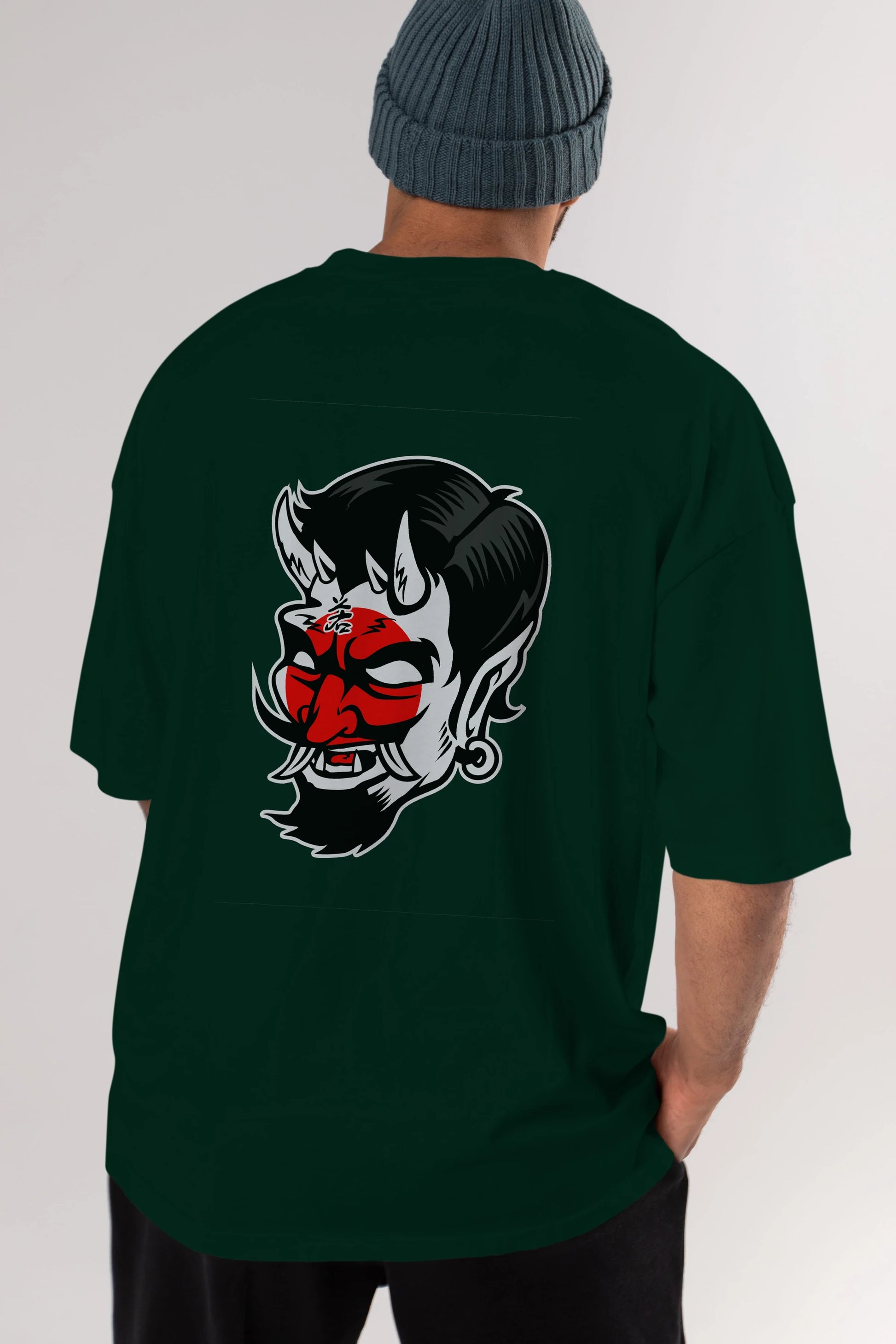 Japanese Devil Arka Baskılı Oversize t-shirt Erkek Kadın Unisex %100 Pamuk tişort
