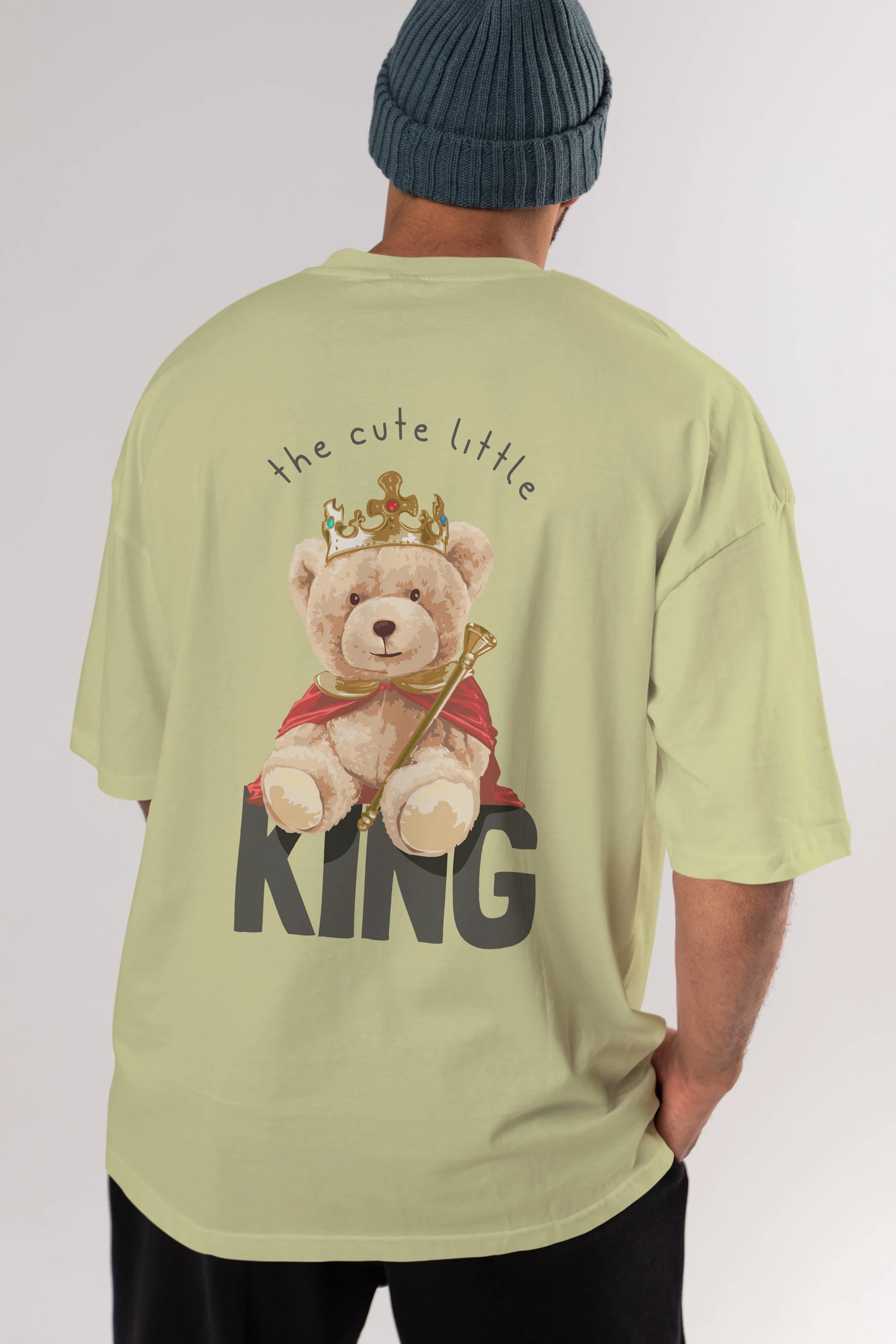 Teddy Bear King Arka Baskılı Oversize t-shirt Erkek Kadın Unisex %100 Pamuk