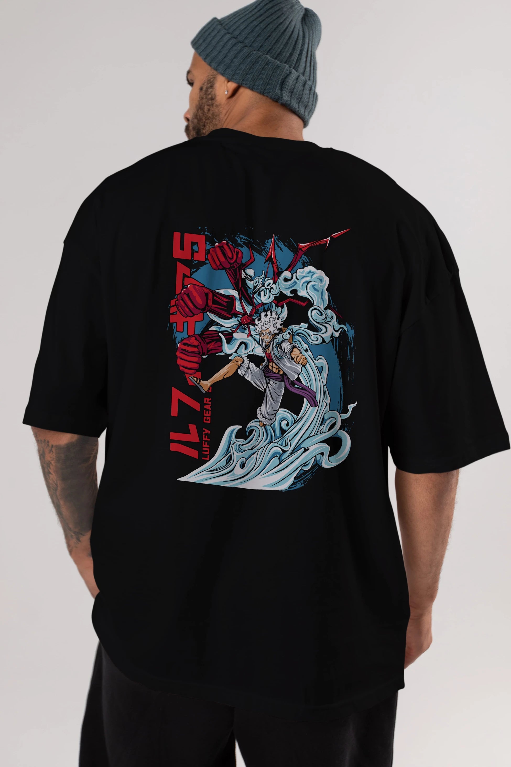 MONKEY D. LUFFY GEAR5 2 Anime Arka Baskılı Oversize t-shirt Erkek Kadın Unisex
