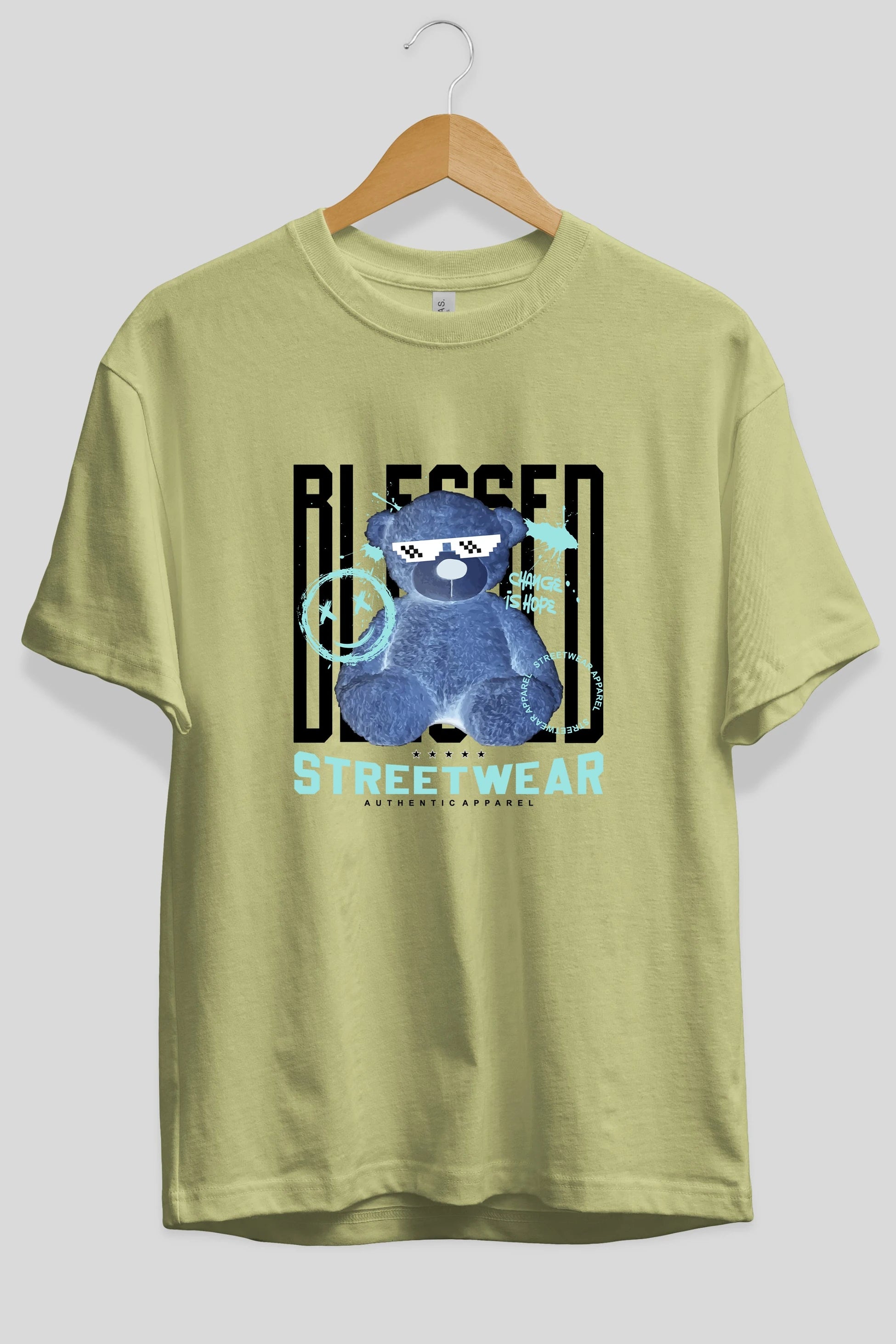 Blessed Bear Ön Baskılı Oversize t-shirt Erkek Kadın Unisex