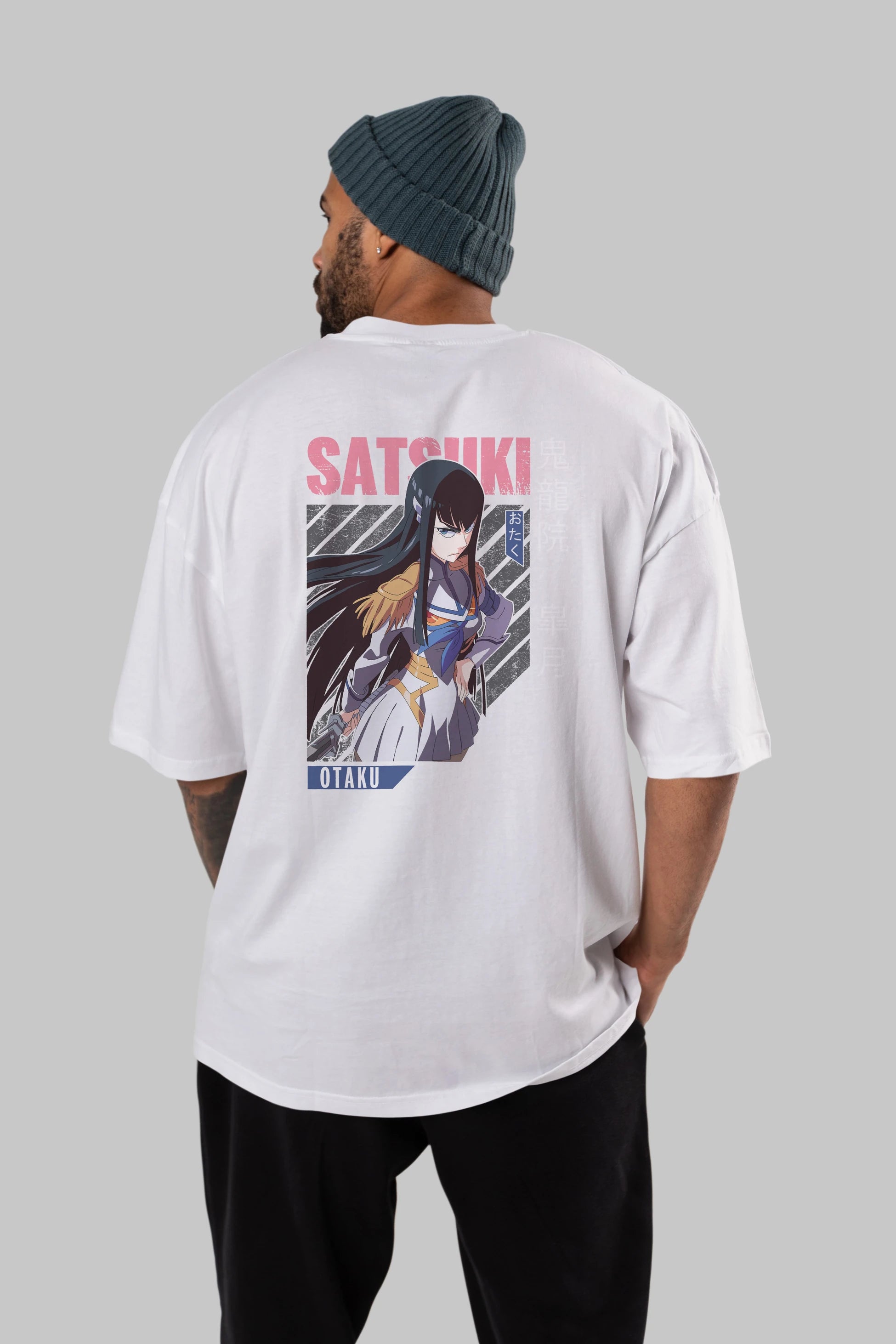 Satsuki Kiryuuin 8 Anime Arka Baskılı Oversize t-shirt Erkek Kadın Unisex