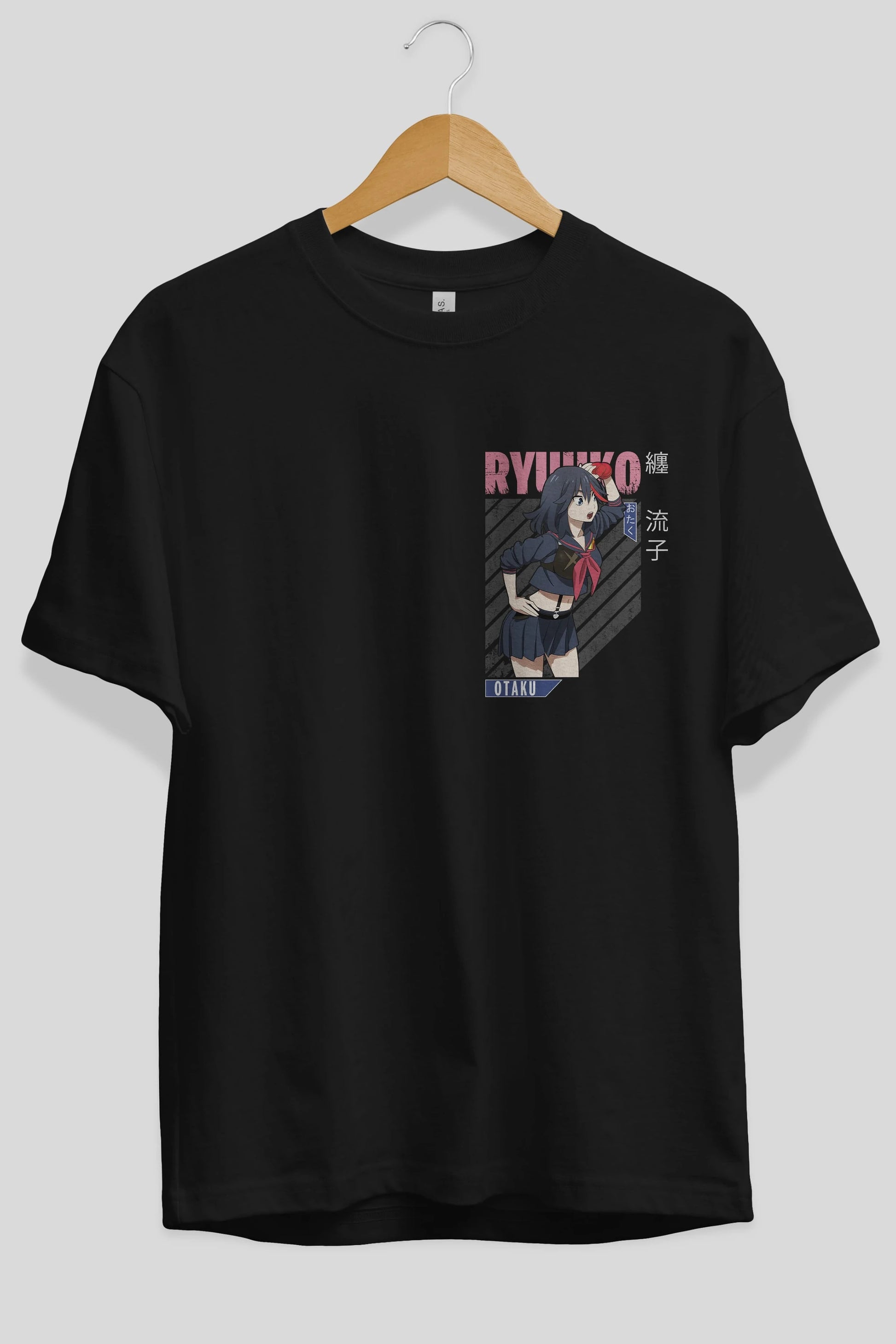 Ryuuko Matoi 6 Ön Sol Baskılı Oversize t-shirt Erkek Kadın Unisex %100 Pamuk Bisiklet Yaka tişort