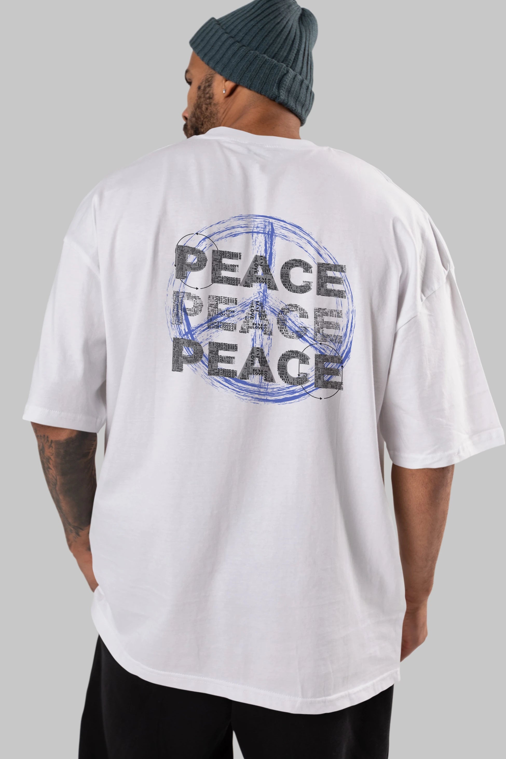 Peace Yazılı Arka Baskılı Oversize t-shirt Erkek Kadın Unisex