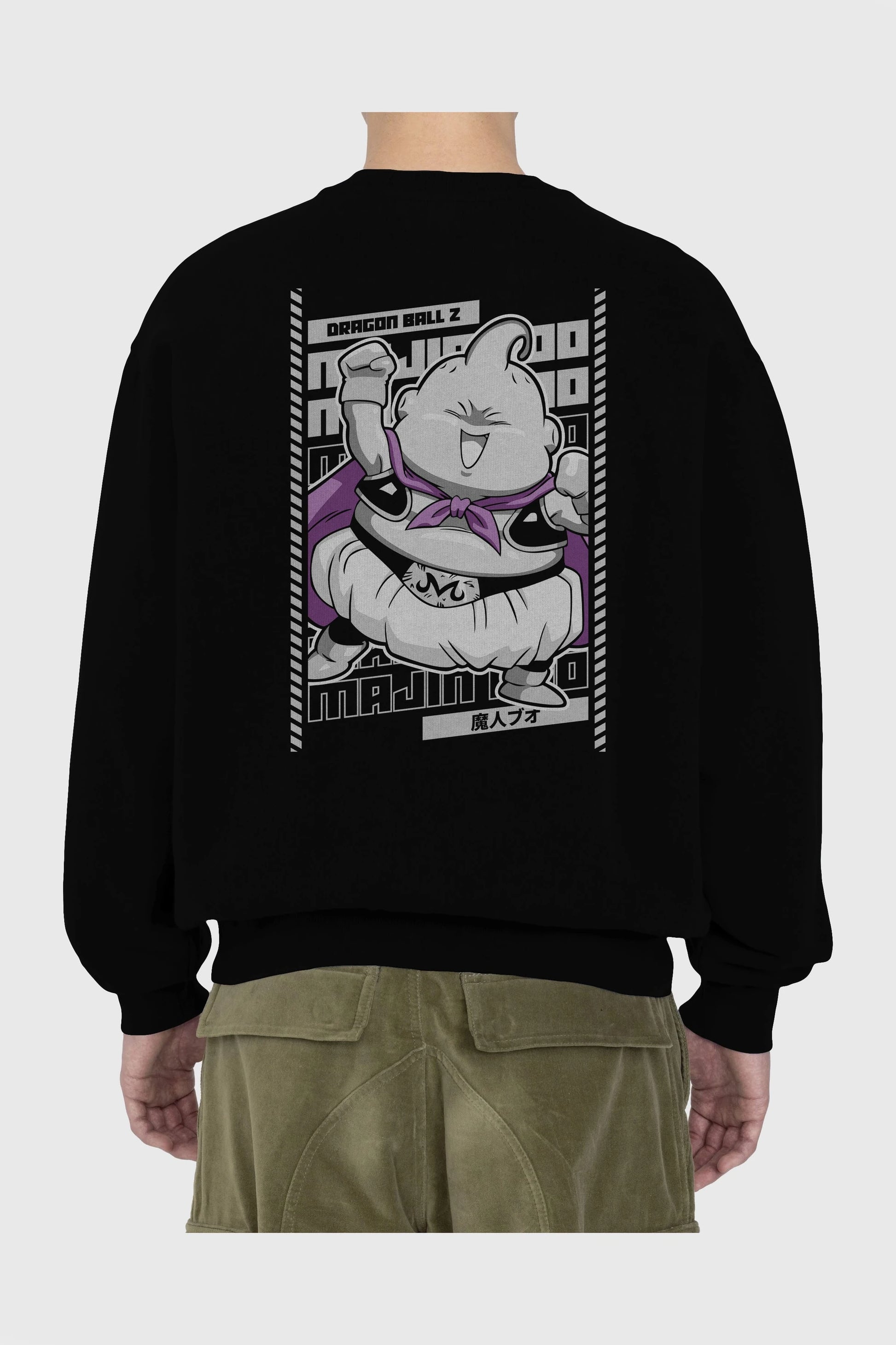 MAJIN BOO2 Anime Arka Baskılı Oversize Sweatshirt Erkek Kadın Unisex