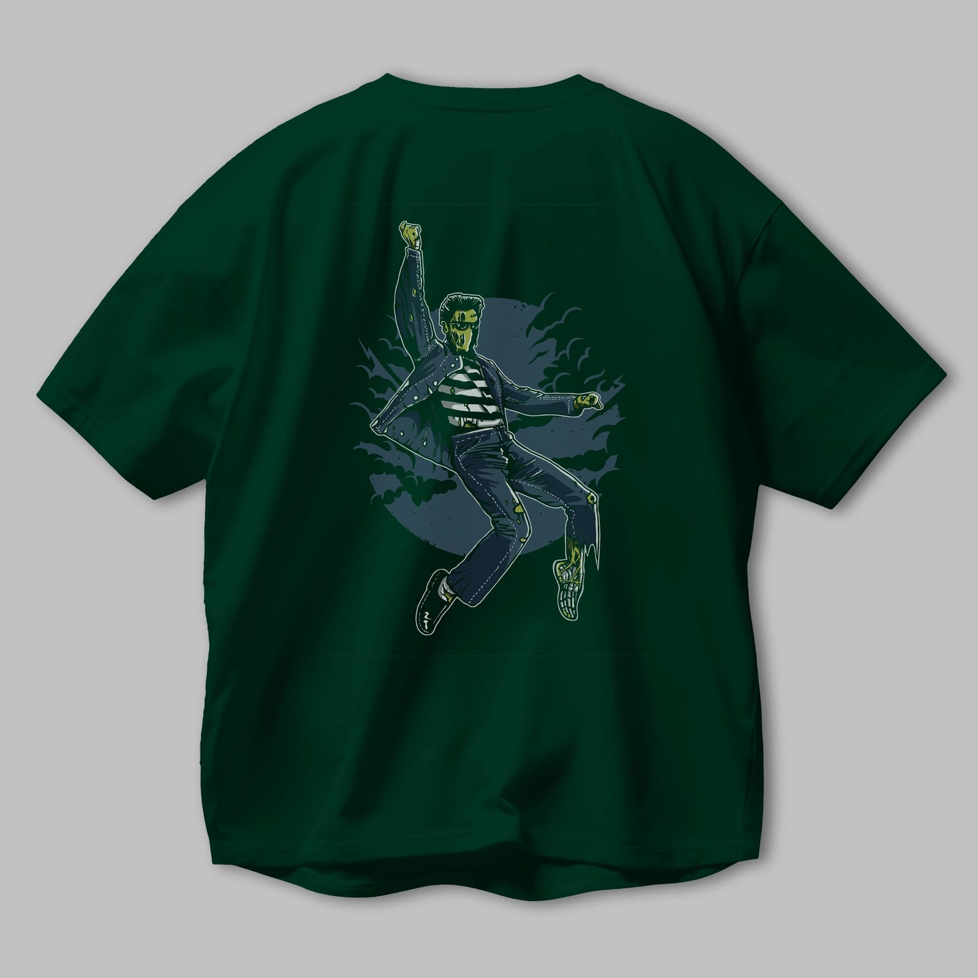 Zombie King Arka Baskılı Oversize t-shirt Erkek Kadın Unisex %100 Pamuk
