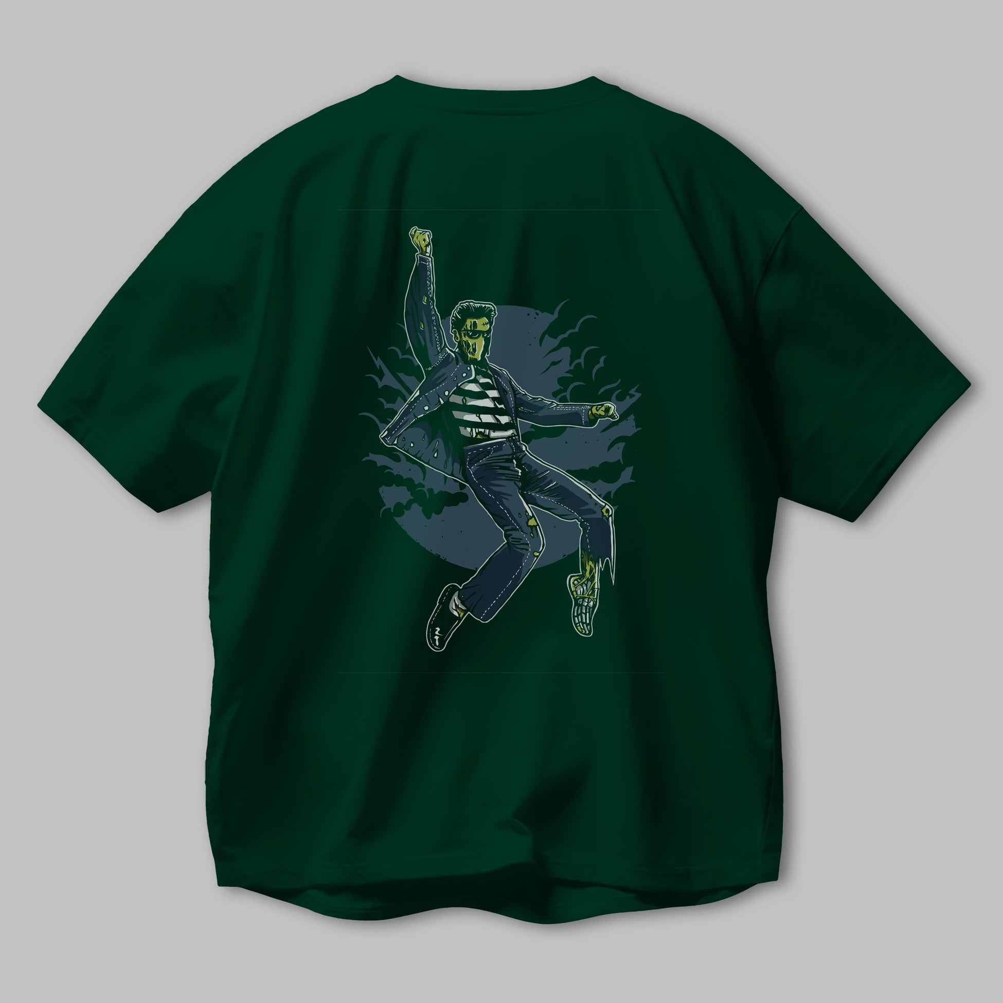 Zombie King Arka Baskılı Oversize t-shirt Erkek Kadın Unisex %100 Pamuk
