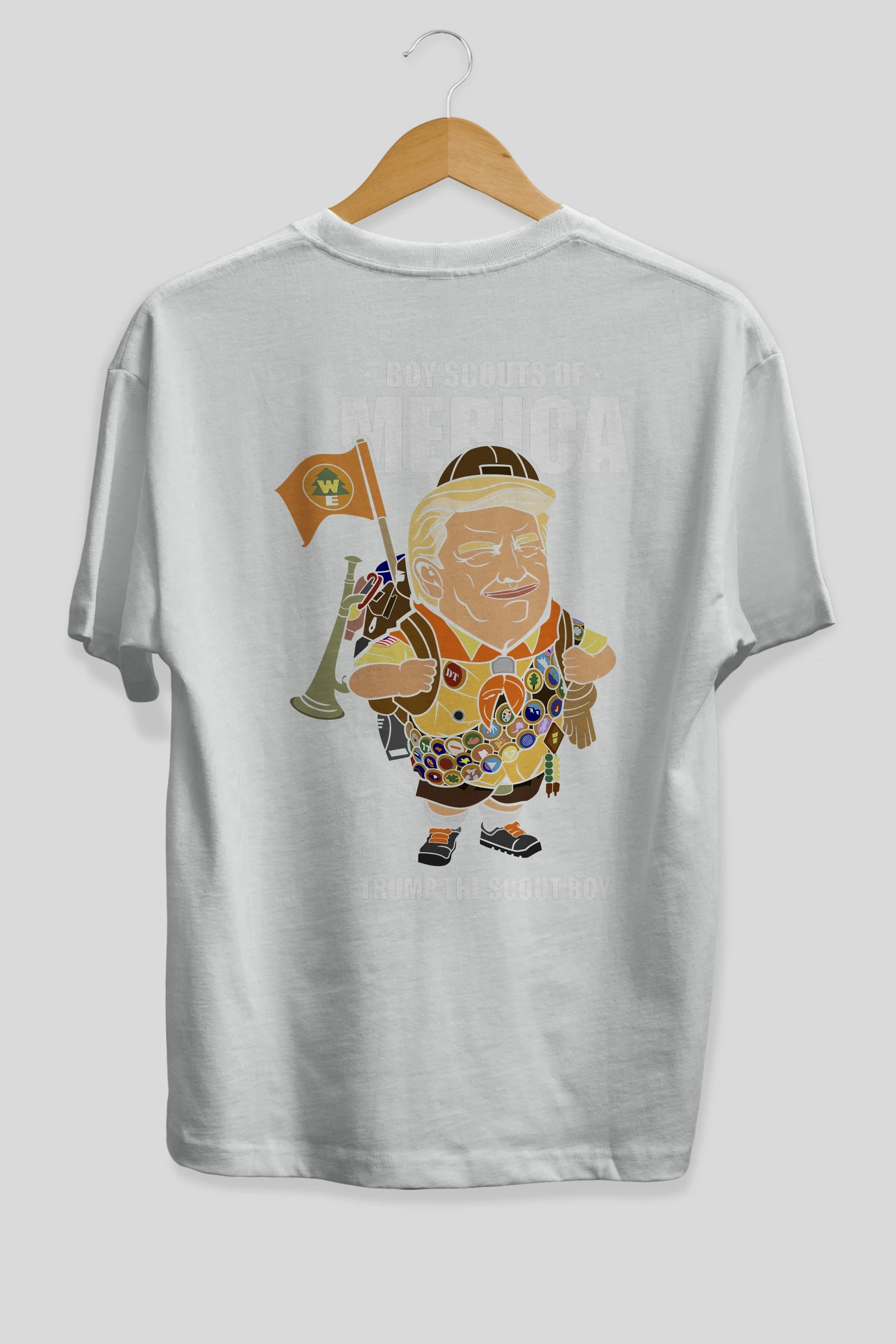Trump Scout Boy Arka Baskılı Oversize t-shirt Erkek Kadın Unisex %100 Pamuk tişort
