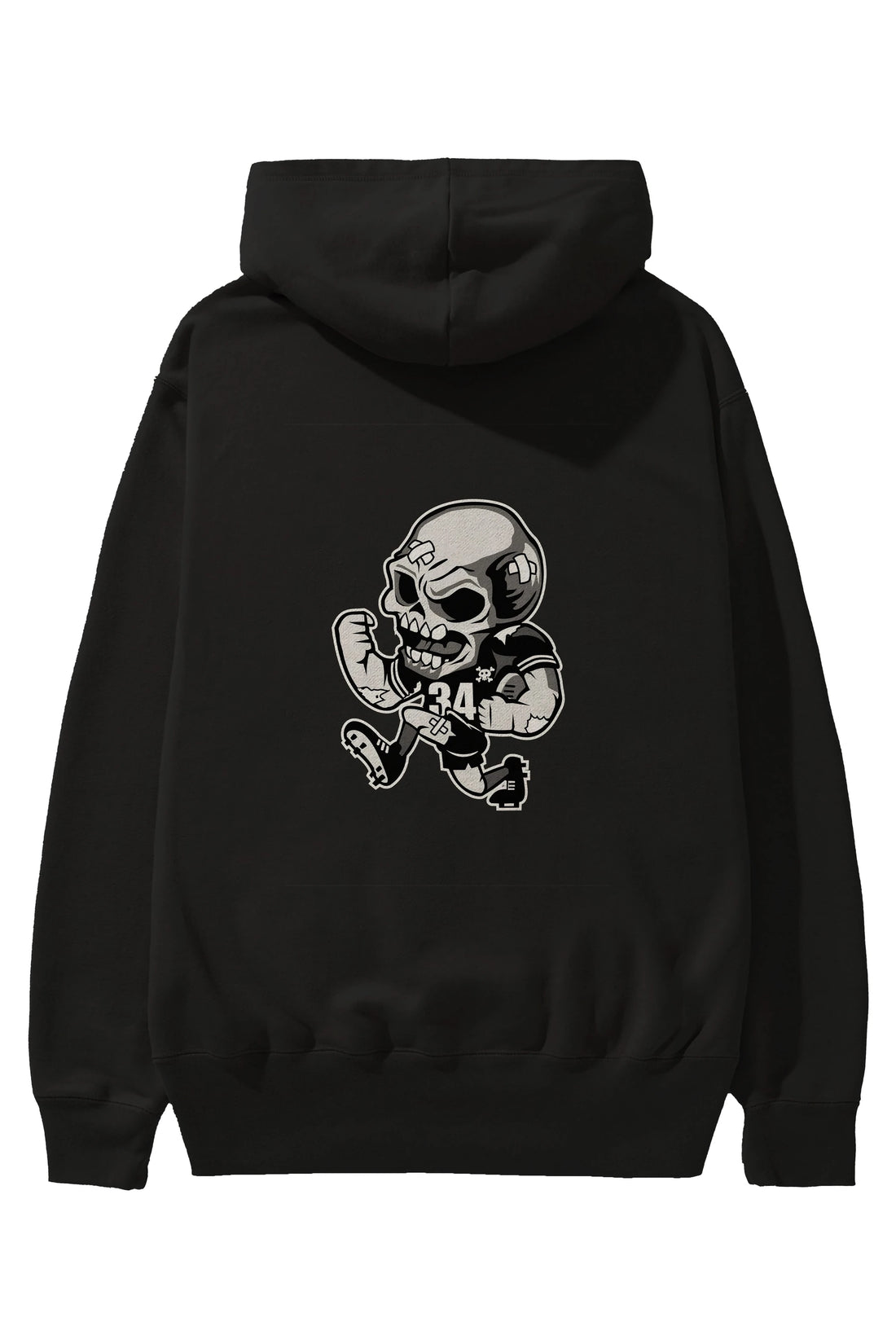 Skull Football Arka Baskılı Hoodie Oversize Kapüşonlu Sweatshirt Erkek Kadın Unisex