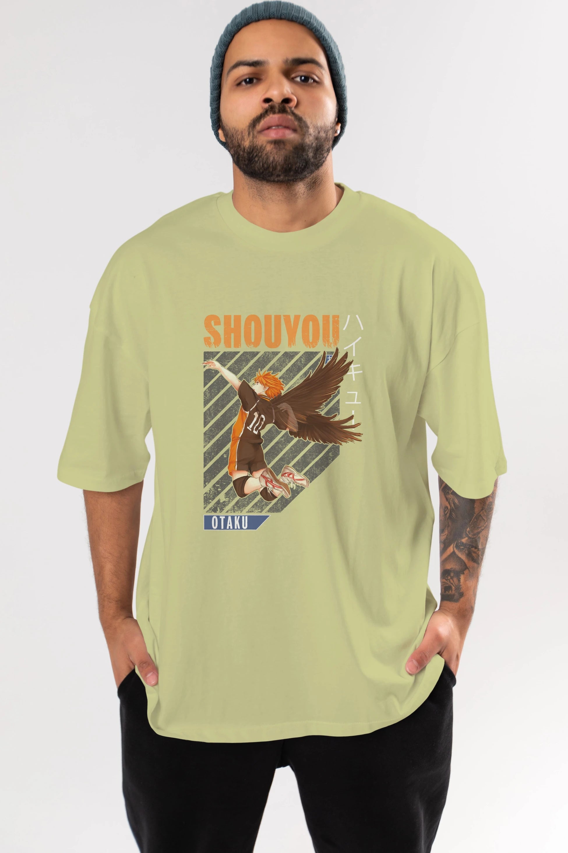 Shouyou Hinata 10 Anime Ön Baskılı Oversize t-shirt %100 pamuk Erkek Kadın Unisex