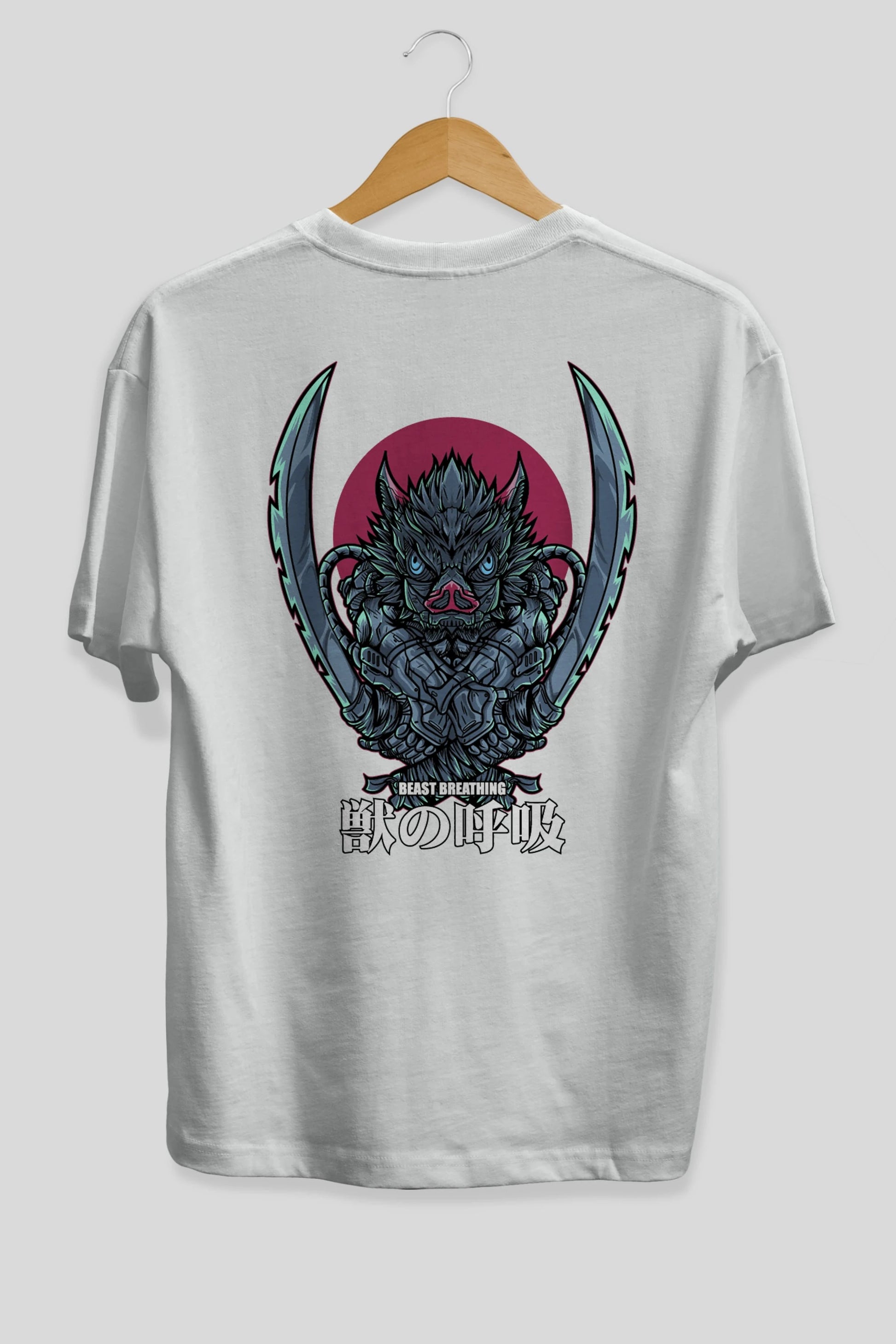 Inosuke DEMON SLAYER Anime Arka Baskılı Oversize t-shirt Erkek Kadın Unisex