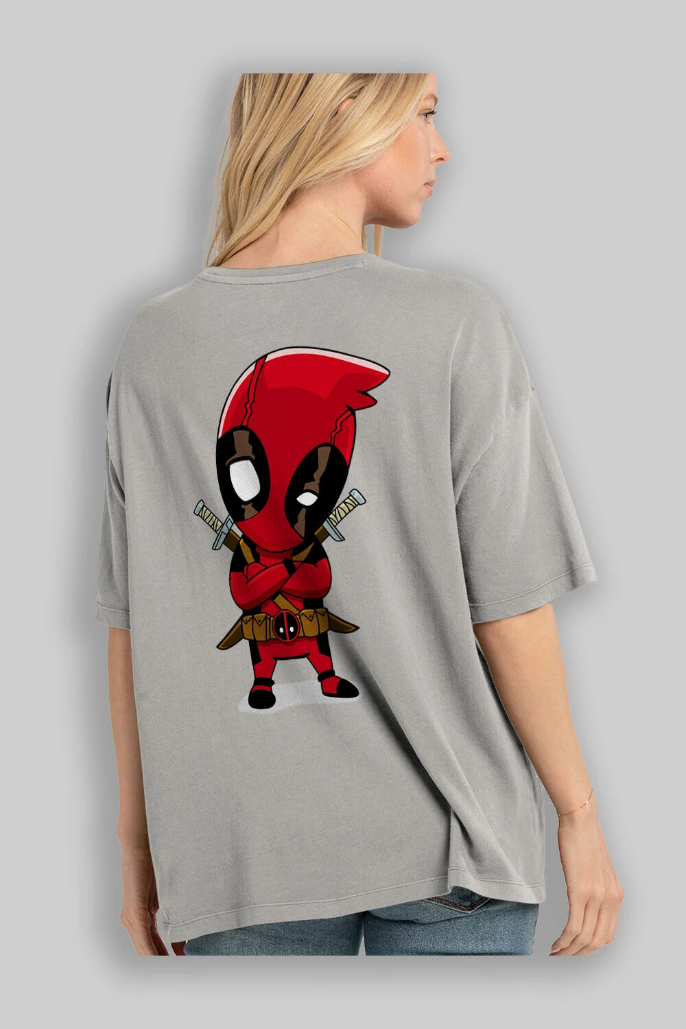 Deadpool (19) Arka Baskılı Oversize t-shirt Erkek Kadın Unisex %100 Pamuk Bisiklet Yaka tişort