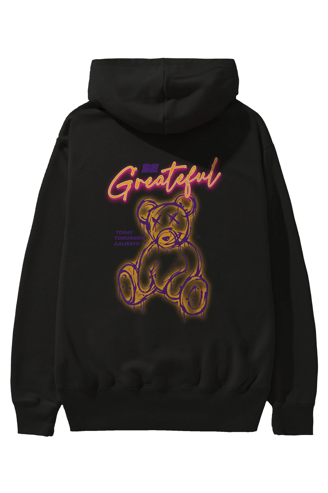 Be Greateful Bear Arka Baskılı Hoodie Oversize Kapüşonlu Sweatshirt Erkek Kadın Unisex
