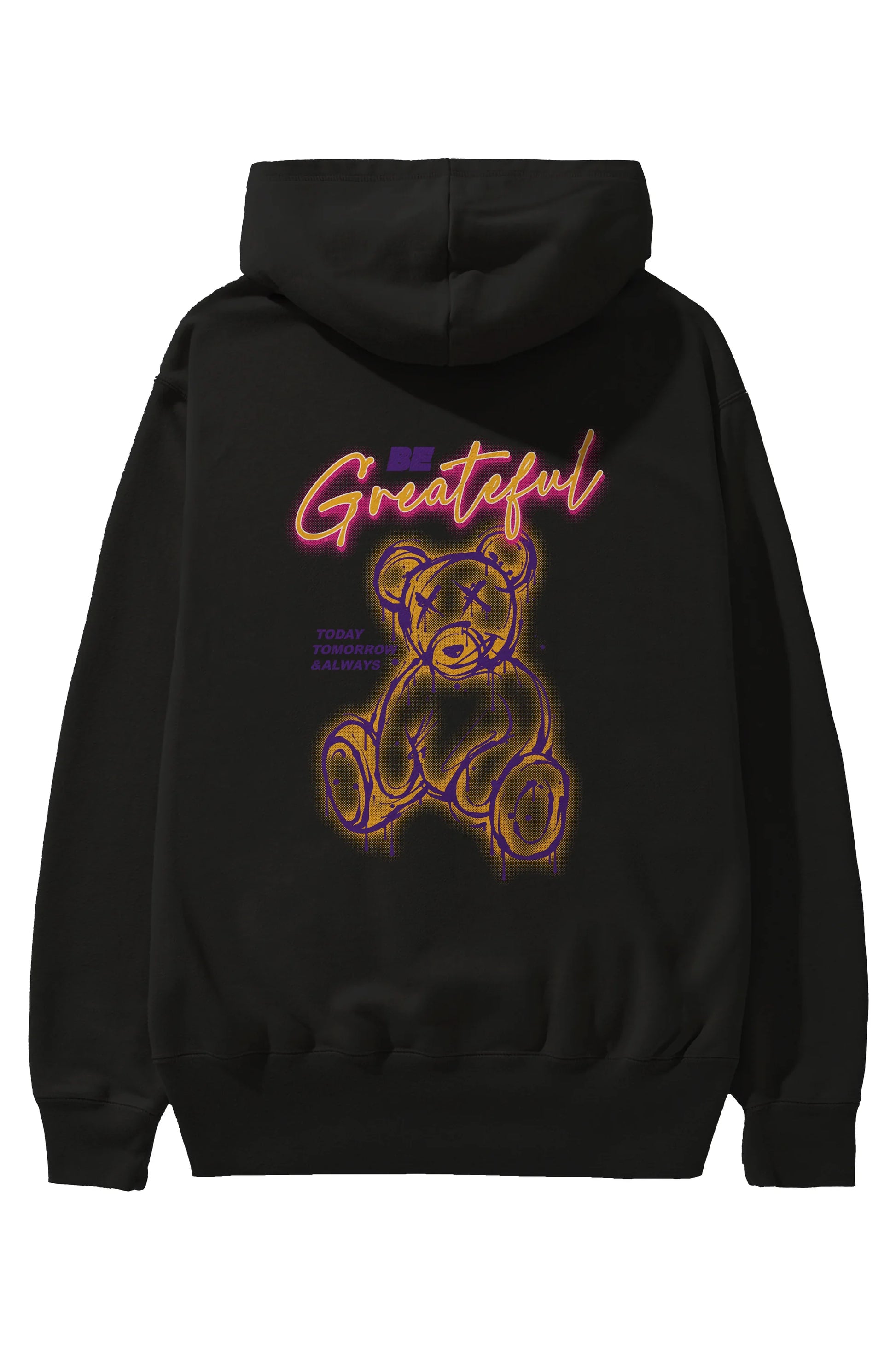 Be Greateful Bear Arka Baskılı Hoodie Oversize Kapüşonlu Sweatshirt Erkek Kadın Unisex